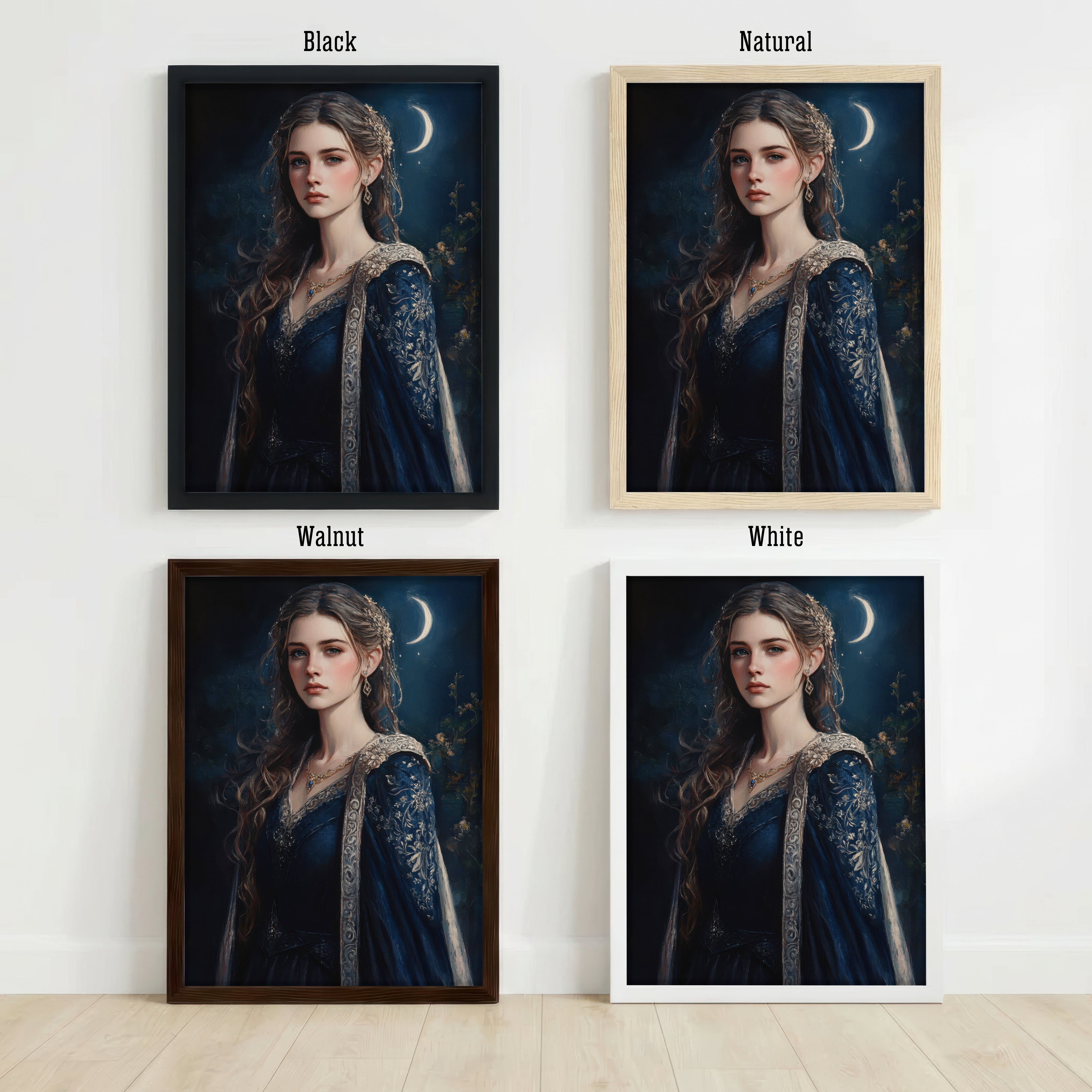 Medieval Moonlit Woman Art Print