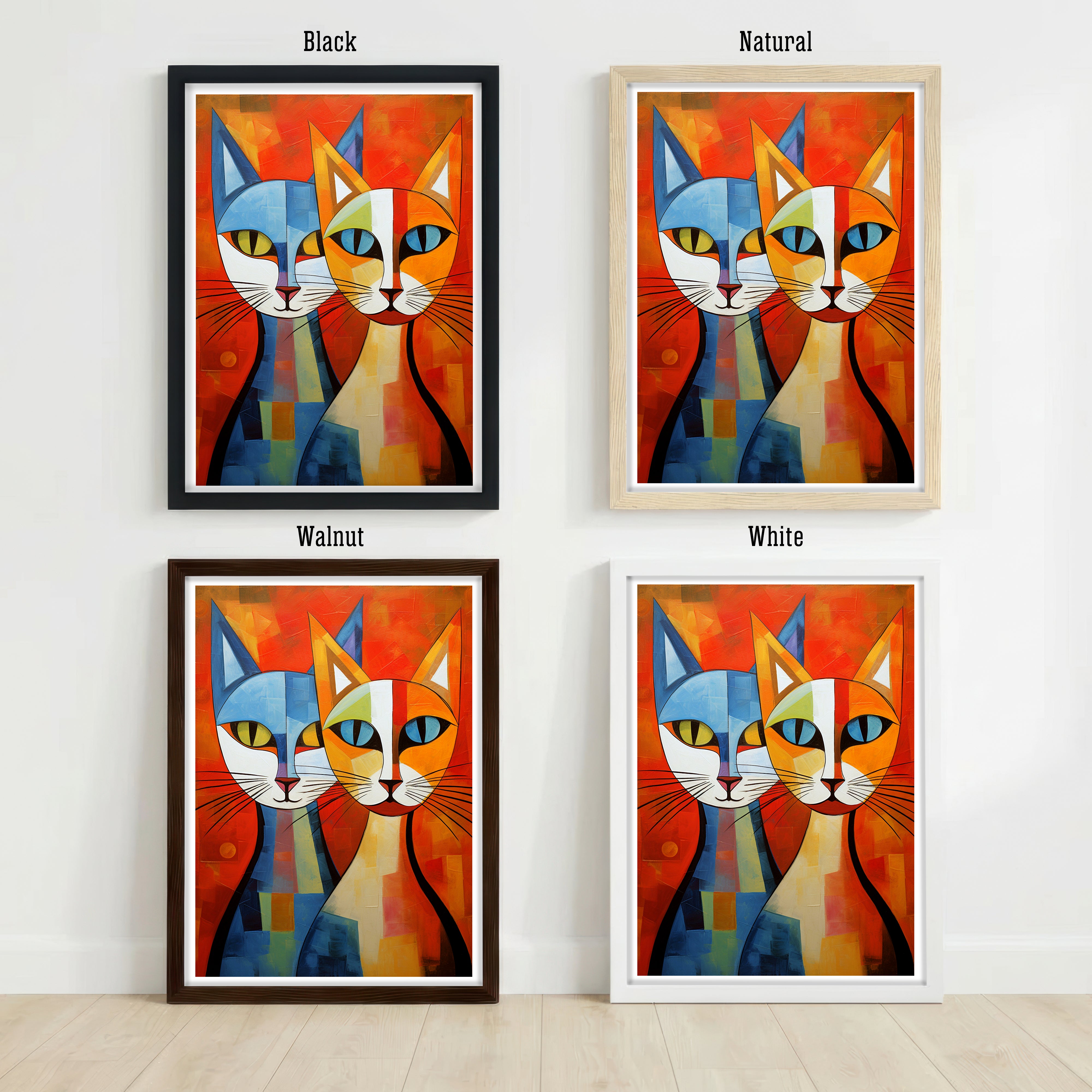 Two Cat Cubist Art Print