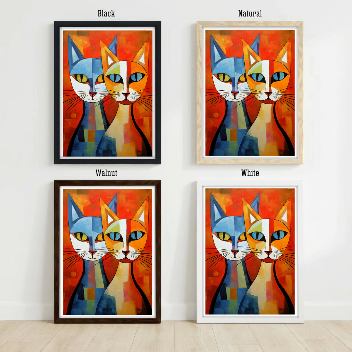 Two Cat Cubist Art Print