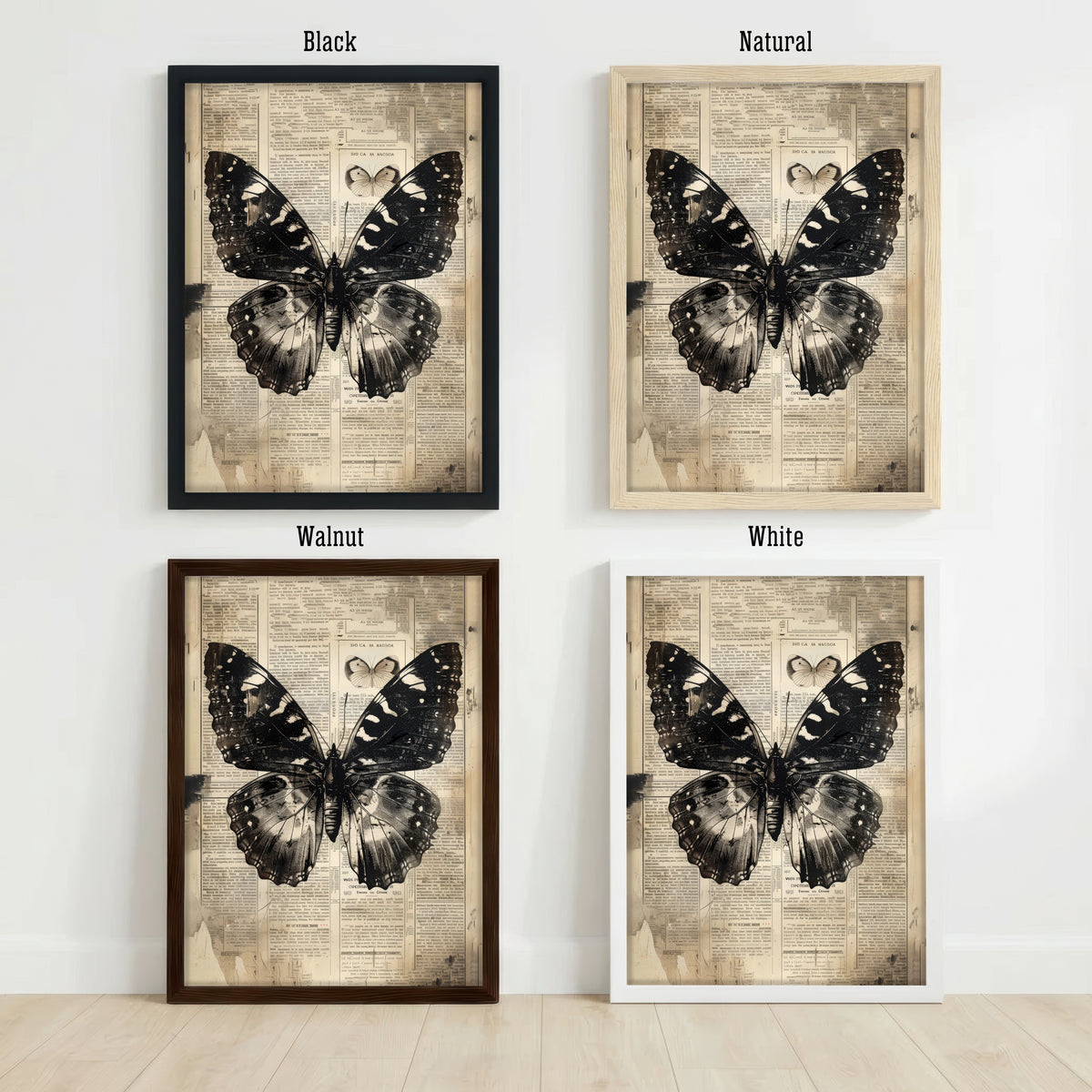 Black Butterfly Vintage Art Print