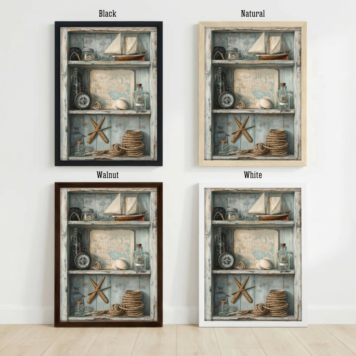 Vintage Nautical Shelf Art Print