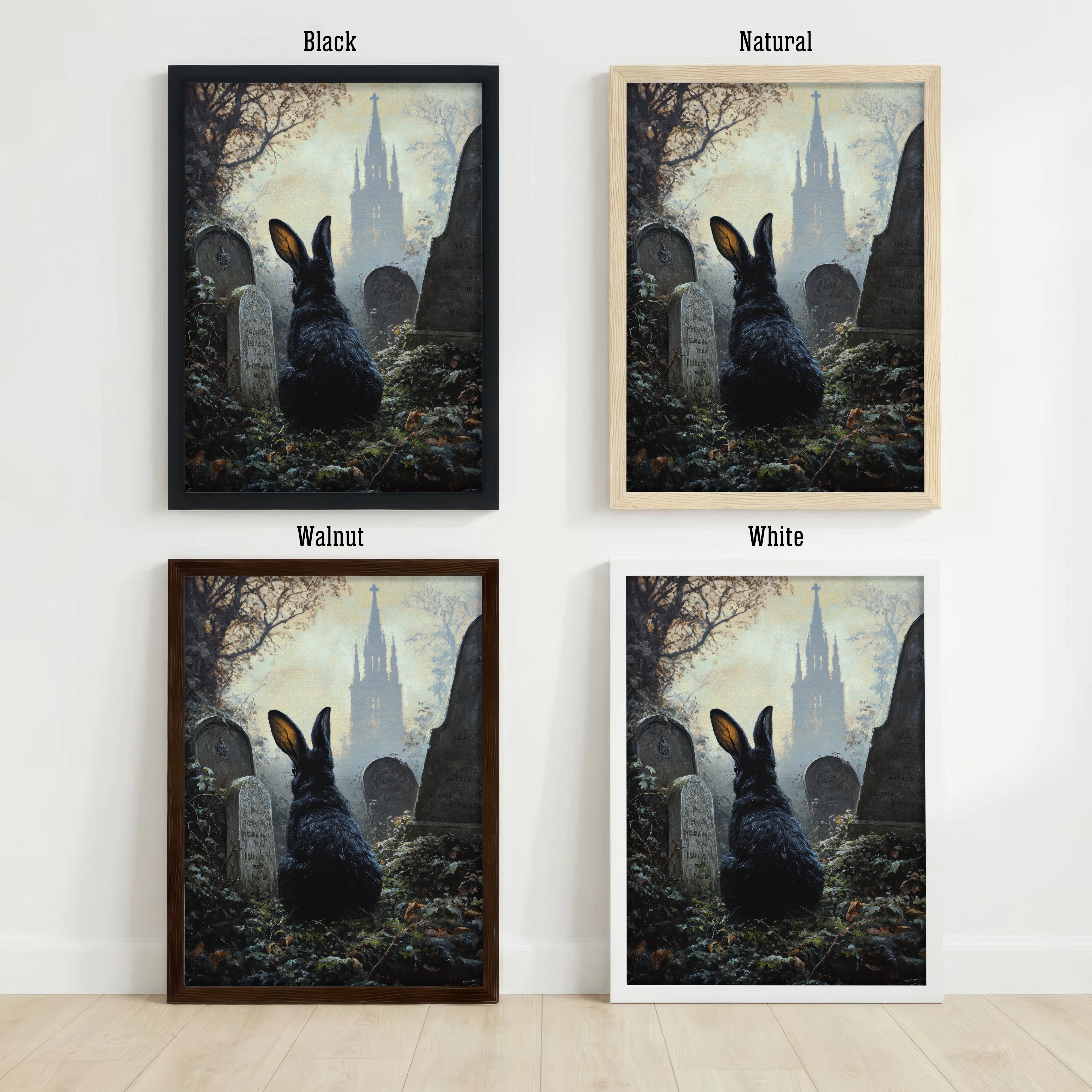 Black Rabbit Gothic Art Print