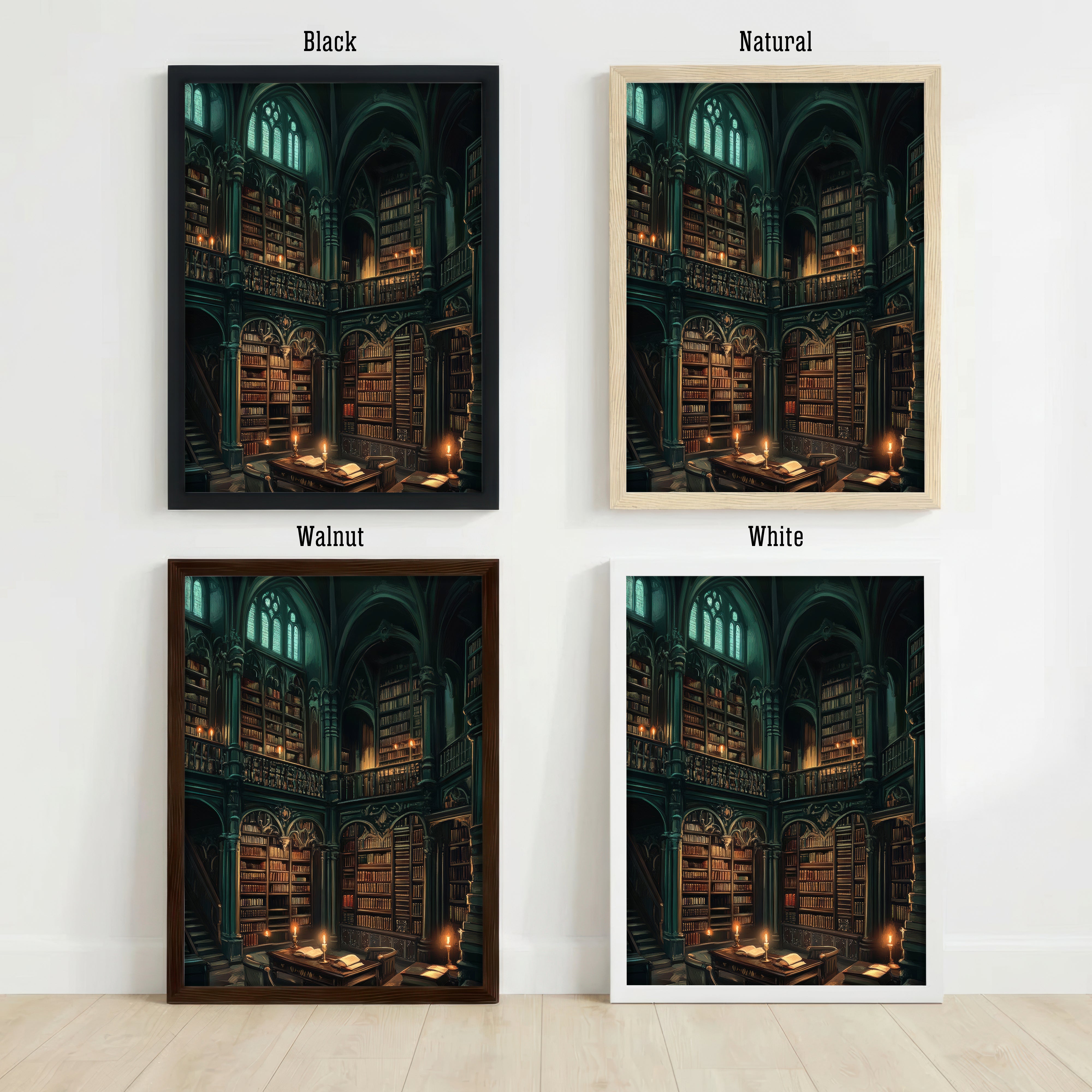 Gothic Library Dark Academia Art Print