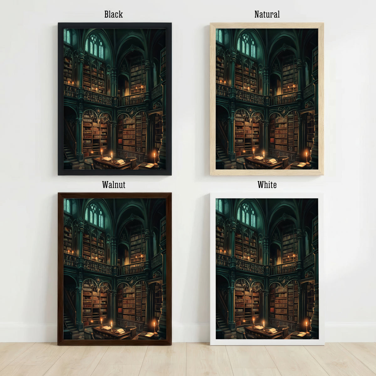 Gothic Library Dark Academia Art Print