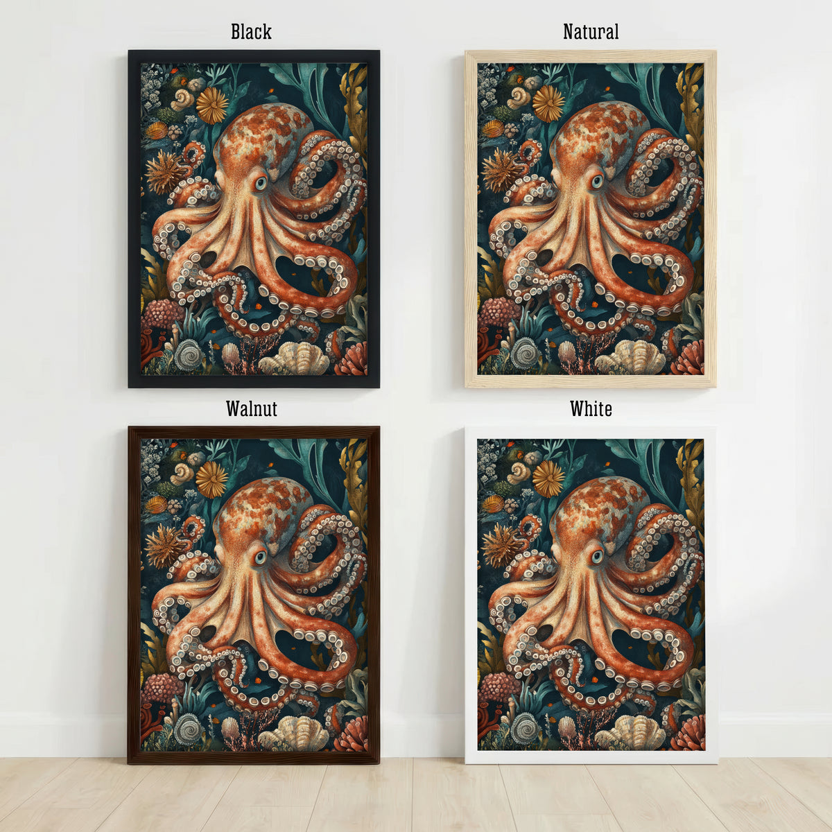 Vintage Octopus Underwater Art Print
