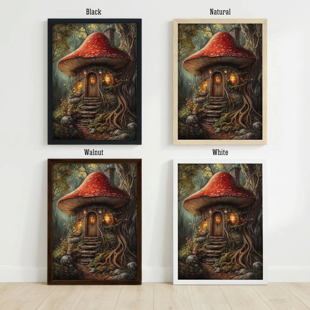 Enchanted Mushroom Cottage Art Print