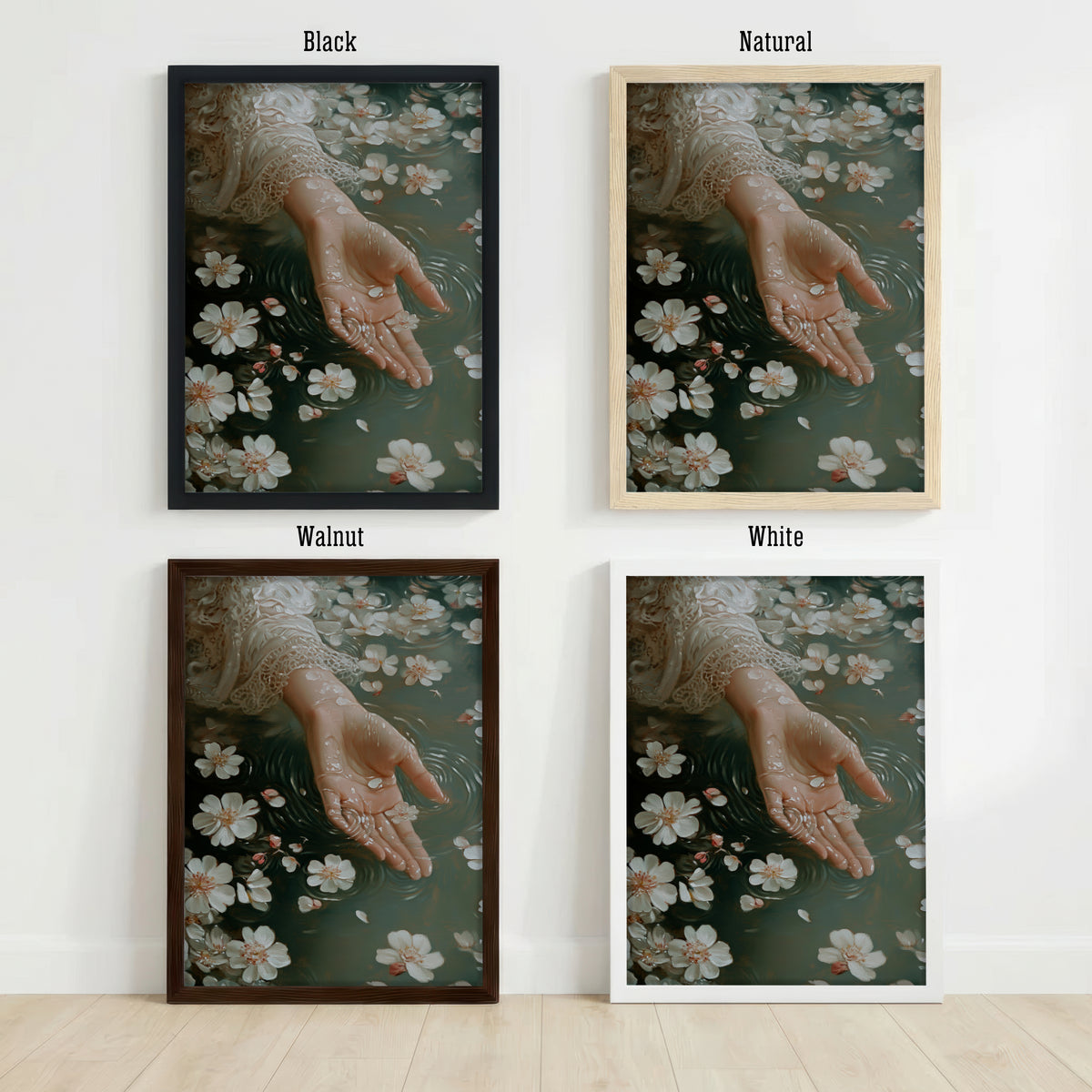 Hand Among Floating Blossoms Art Print