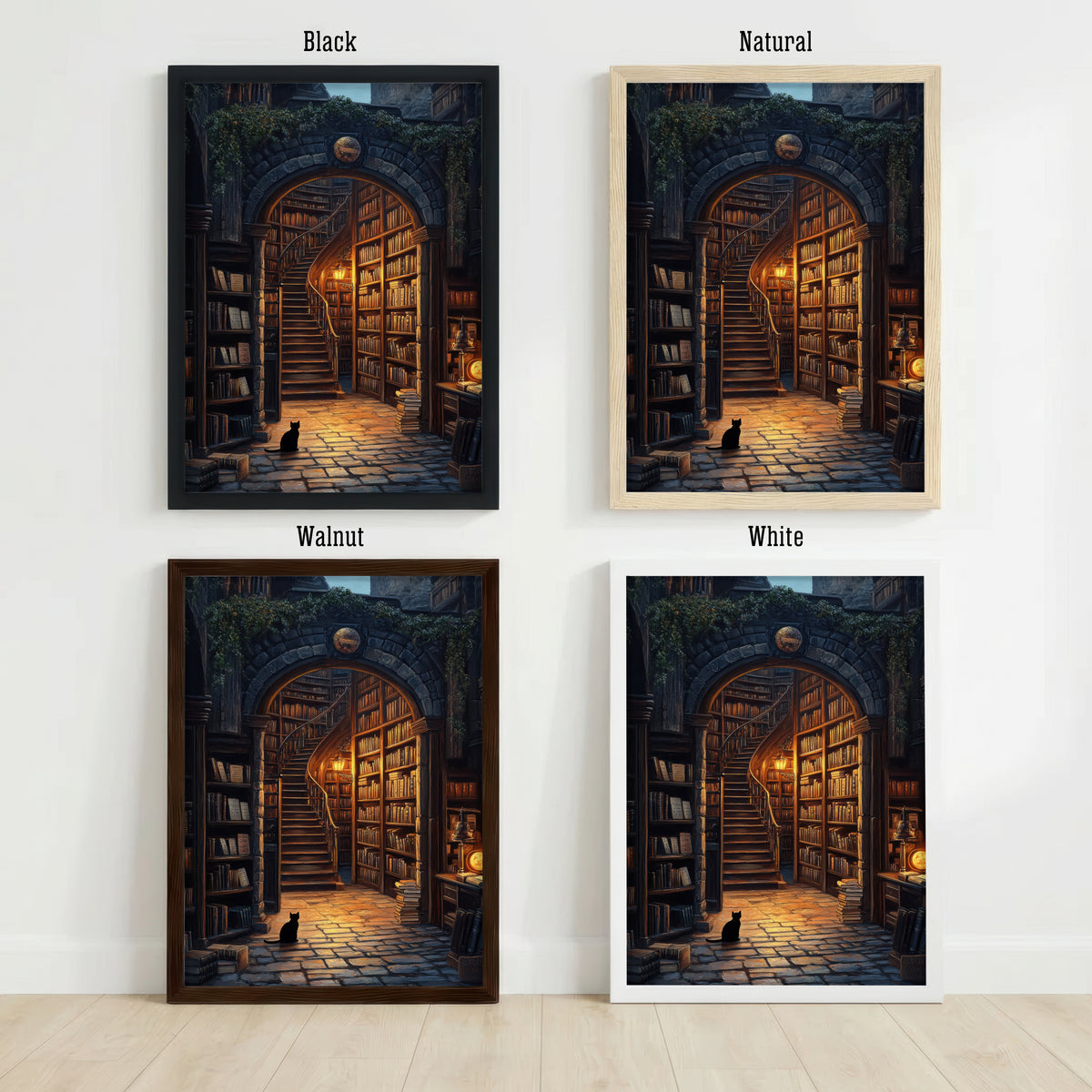 Enchanted Library Cat Art Print