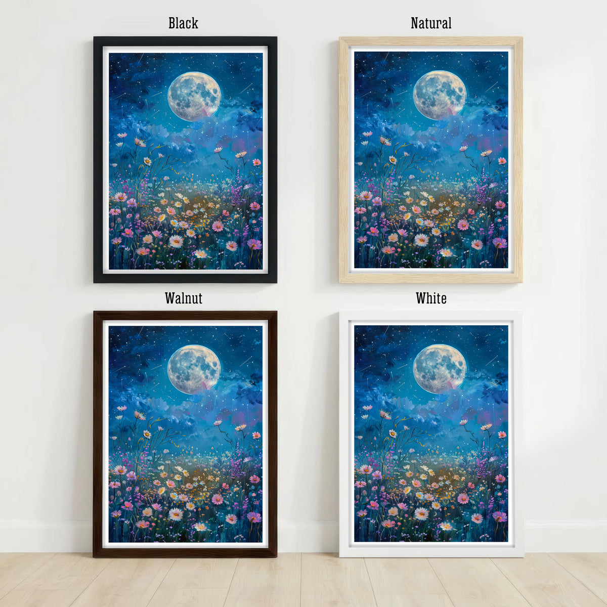 Moonlit Wildflower Meadow Art Print