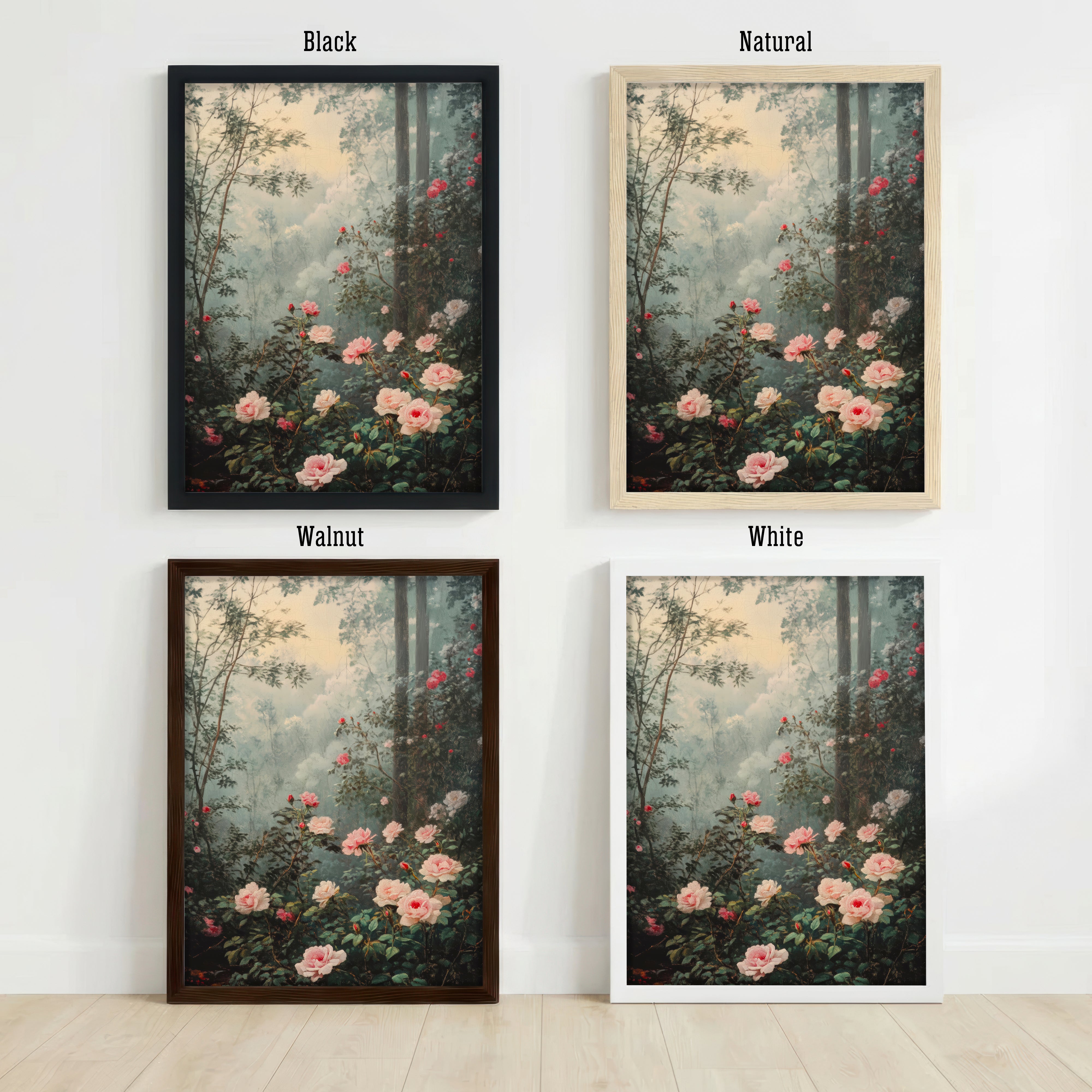 Romantic Woodland Roses Art Print