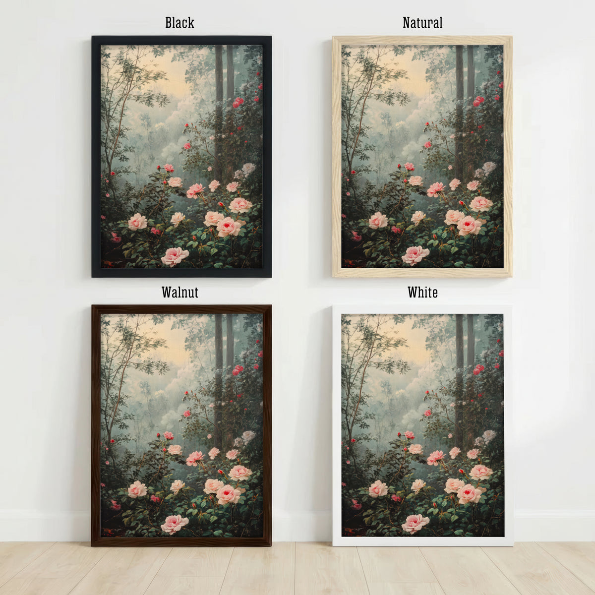 Romantic Woodland Roses Art Print