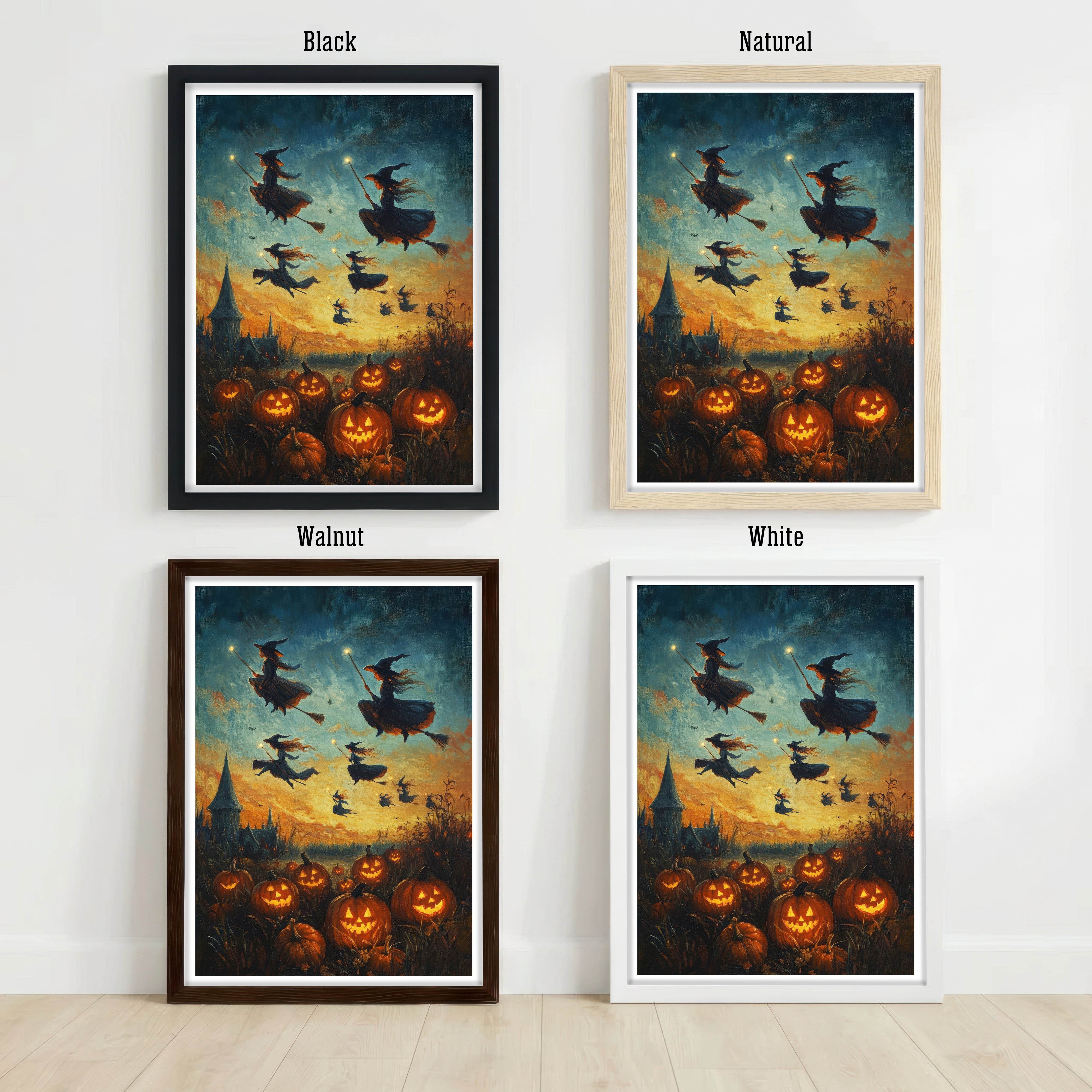 Halloween Witches Flying Art Print