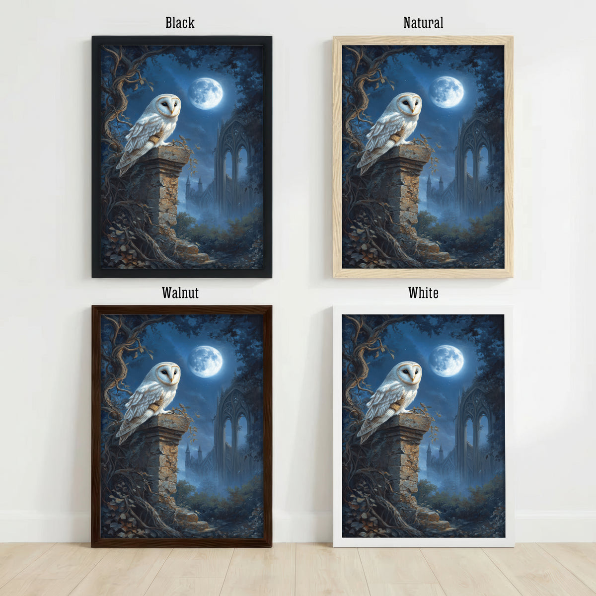 Moonlit Barn Owl Gothic Art Print