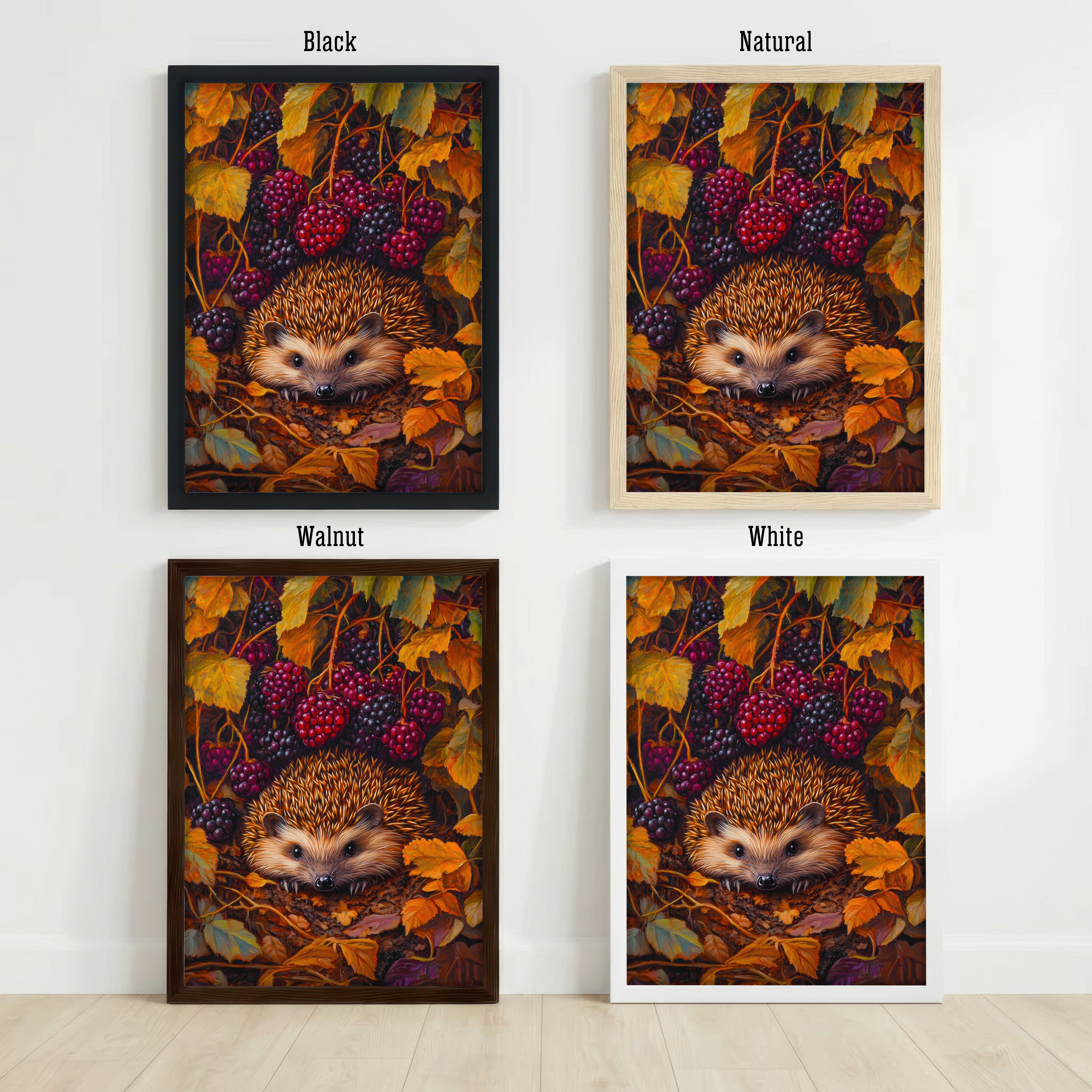 Hedgehog Blackberry Woodland Art Print