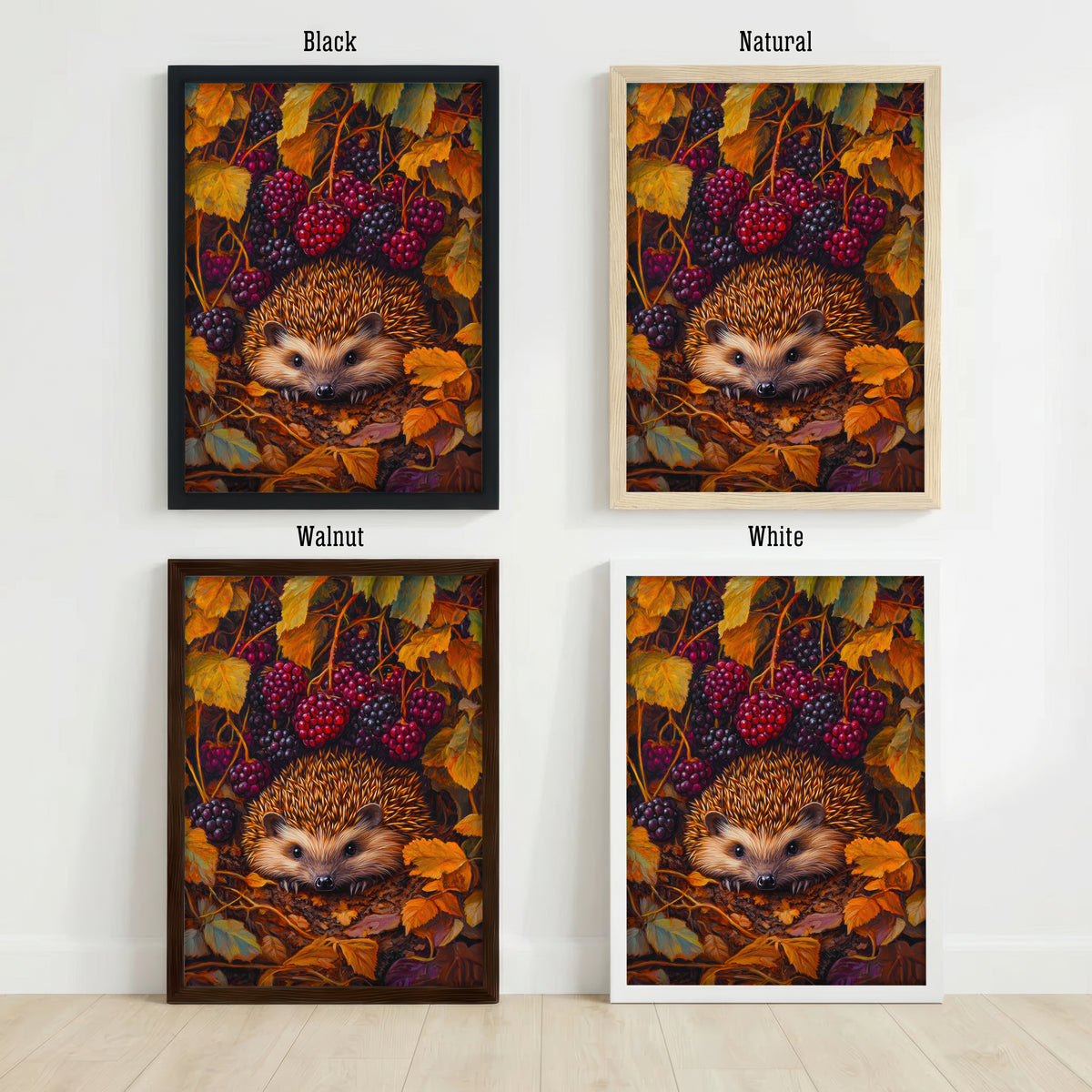 Hedgehog Blackberry Woodland Art Print
