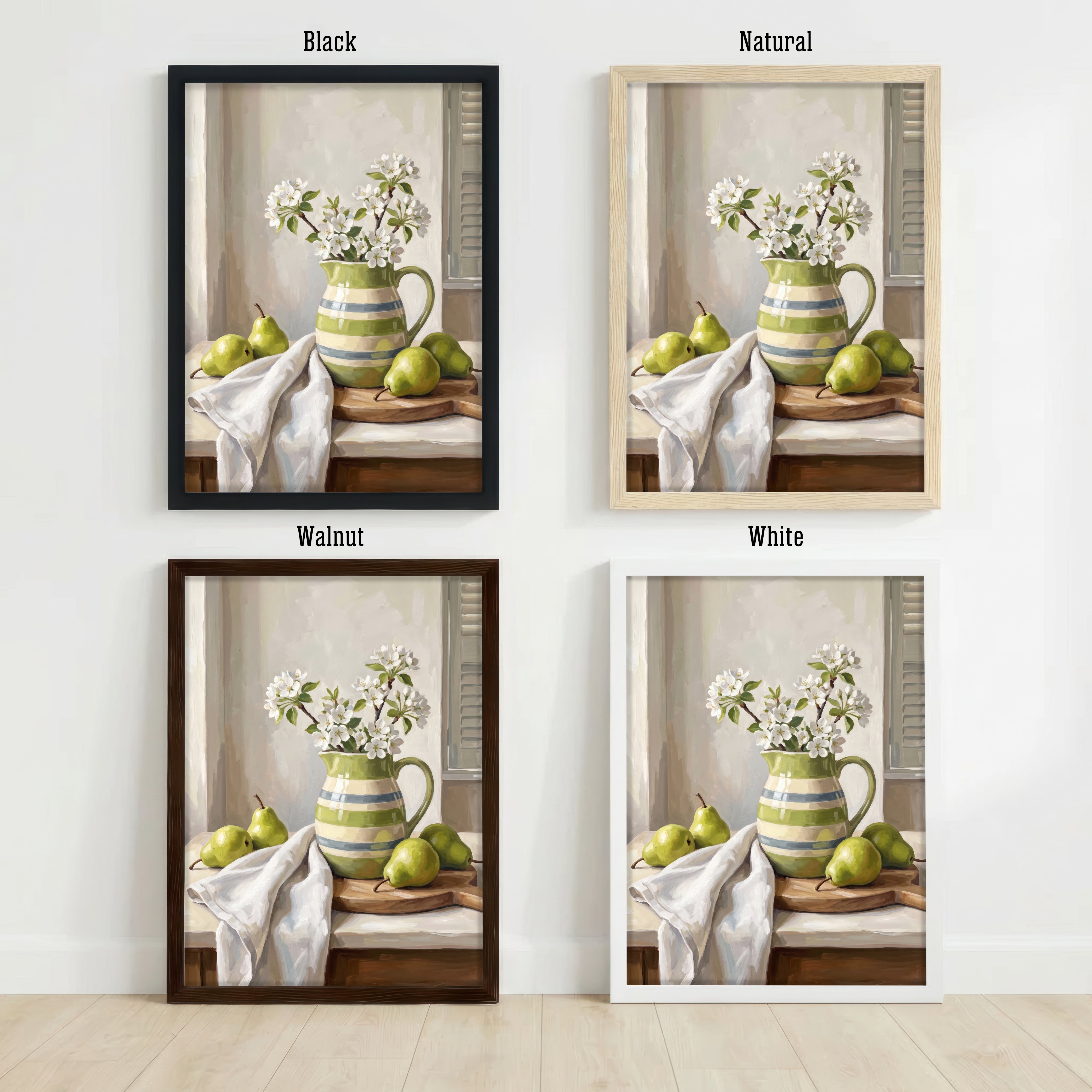 Pears and Blossoms Still Life Art Print