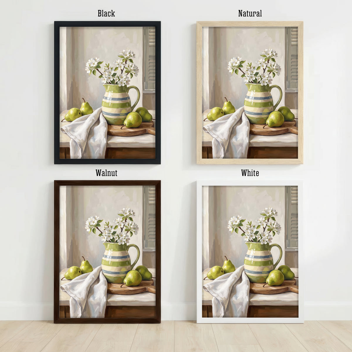 Pears and Blossoms Still Life Art Print