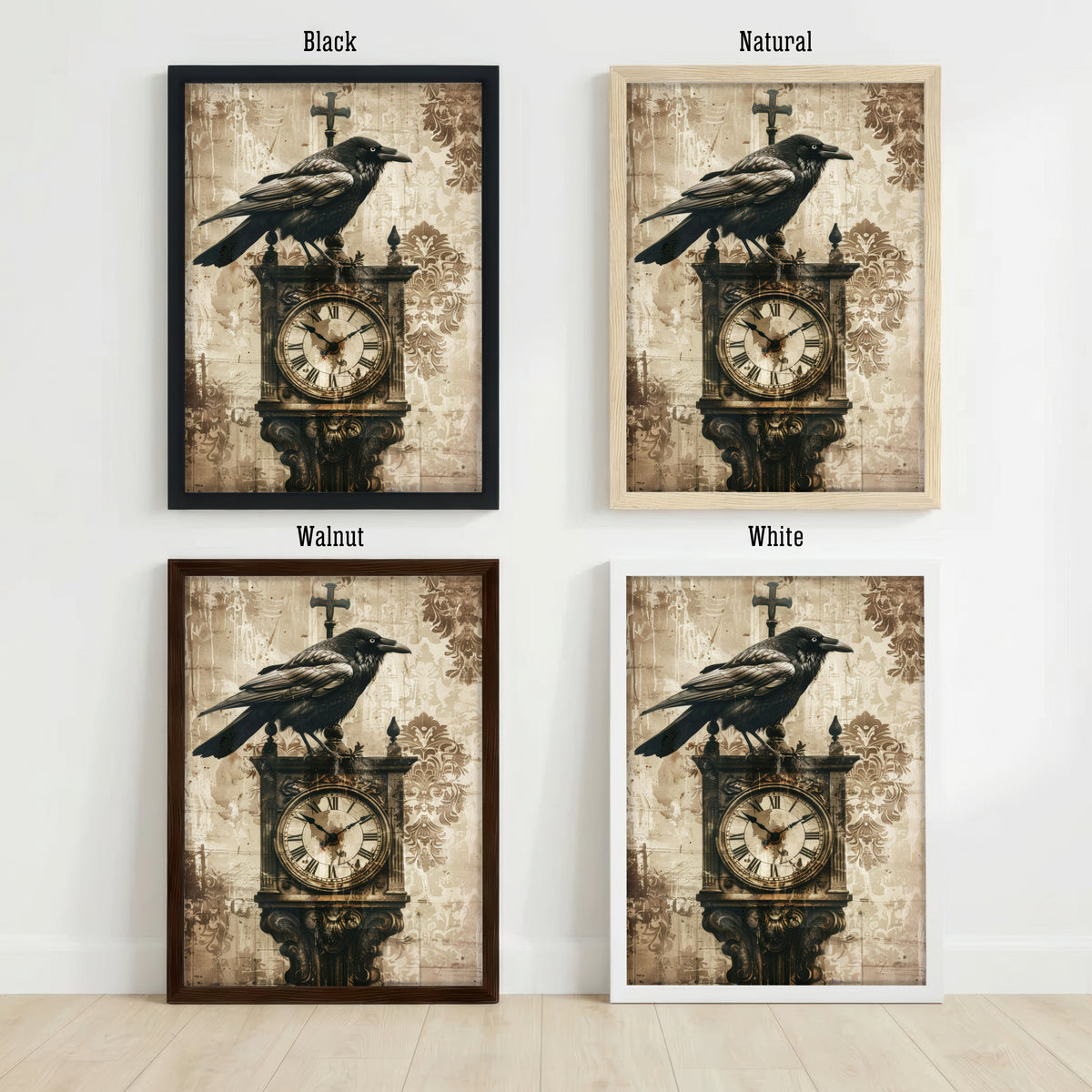 Raven Antique Clock Art Print