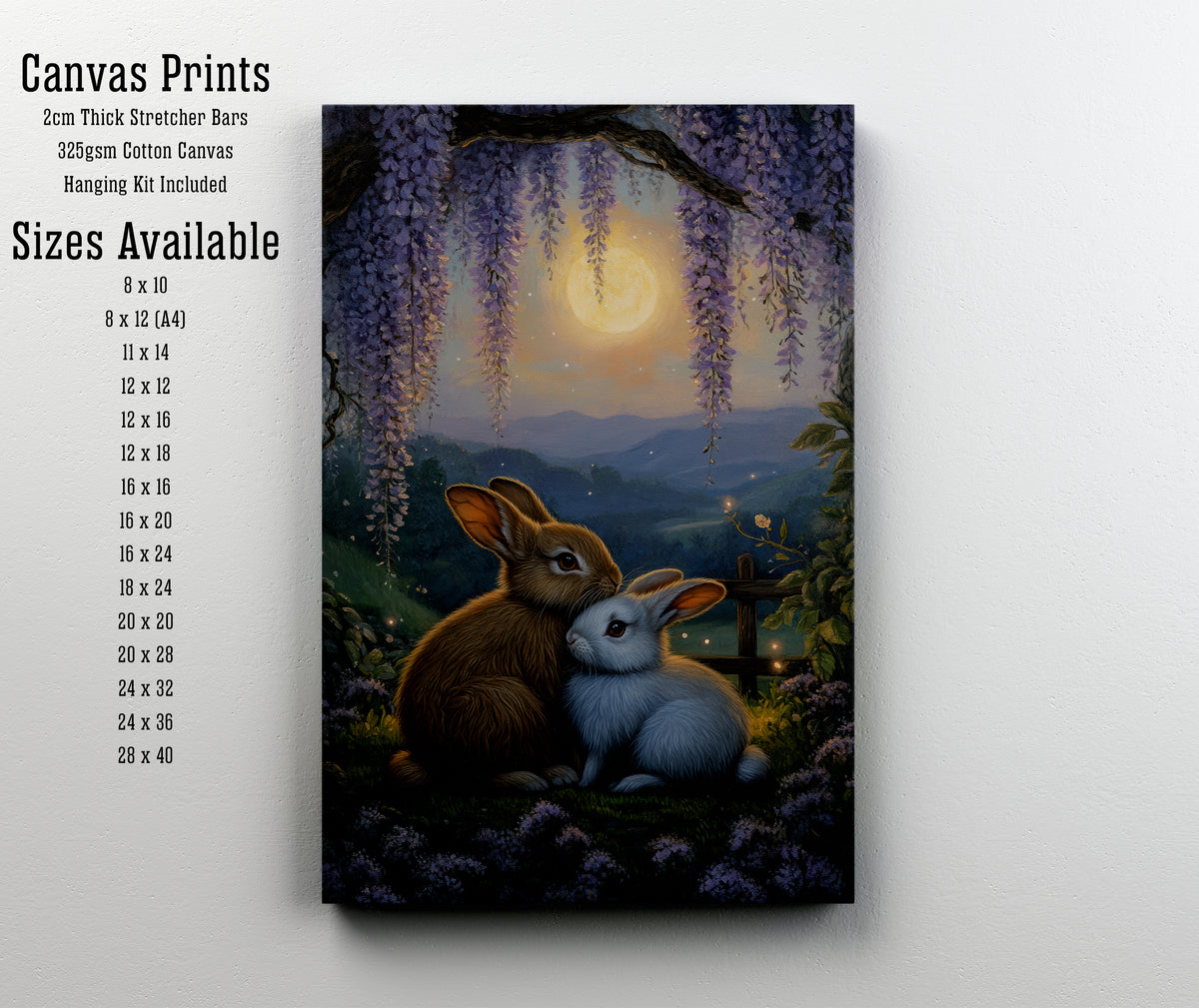 Moonlit Rabbit Pair Art Print