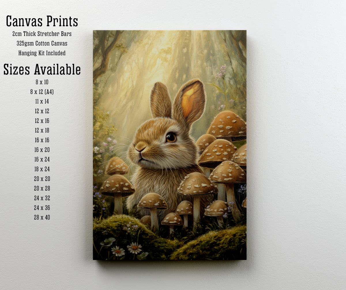 Woodland Rabbit Mushroom Art Print