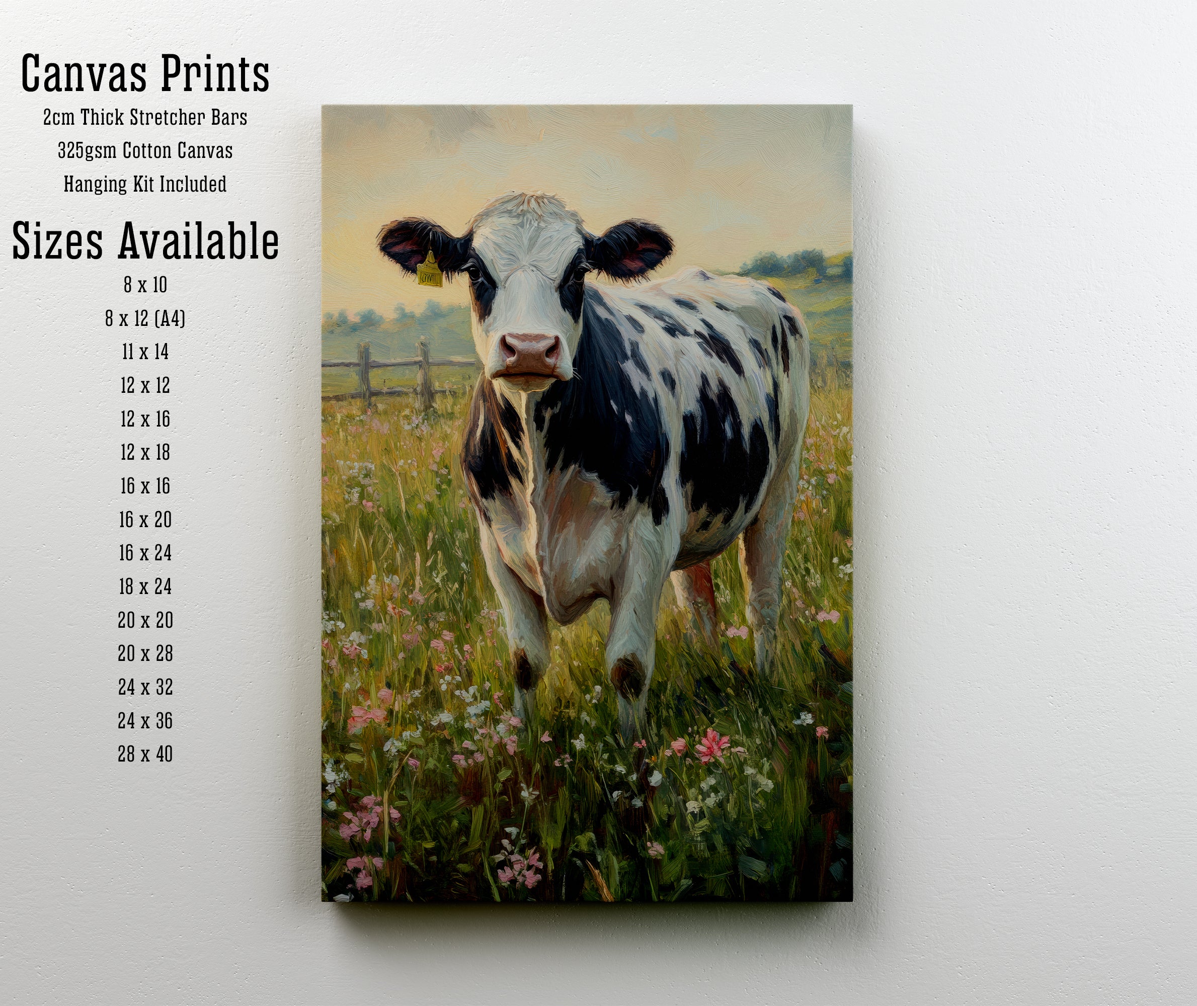 Cow in Wildflower Meadow Art Print