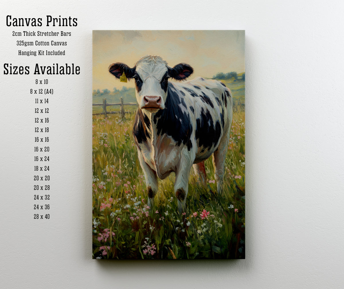 Cow in Wildflower Meadow Art Print