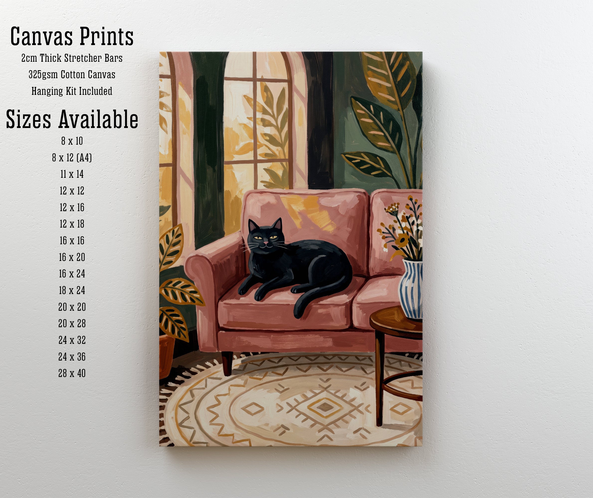 Black Cat Cozy Interior Art Print