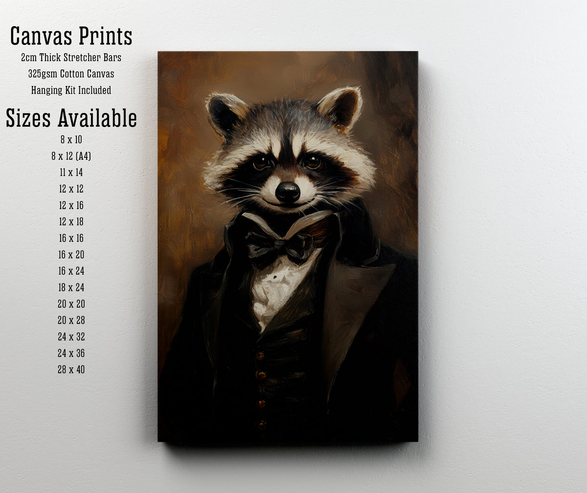 Dapper Raccoon Portrait Art Print