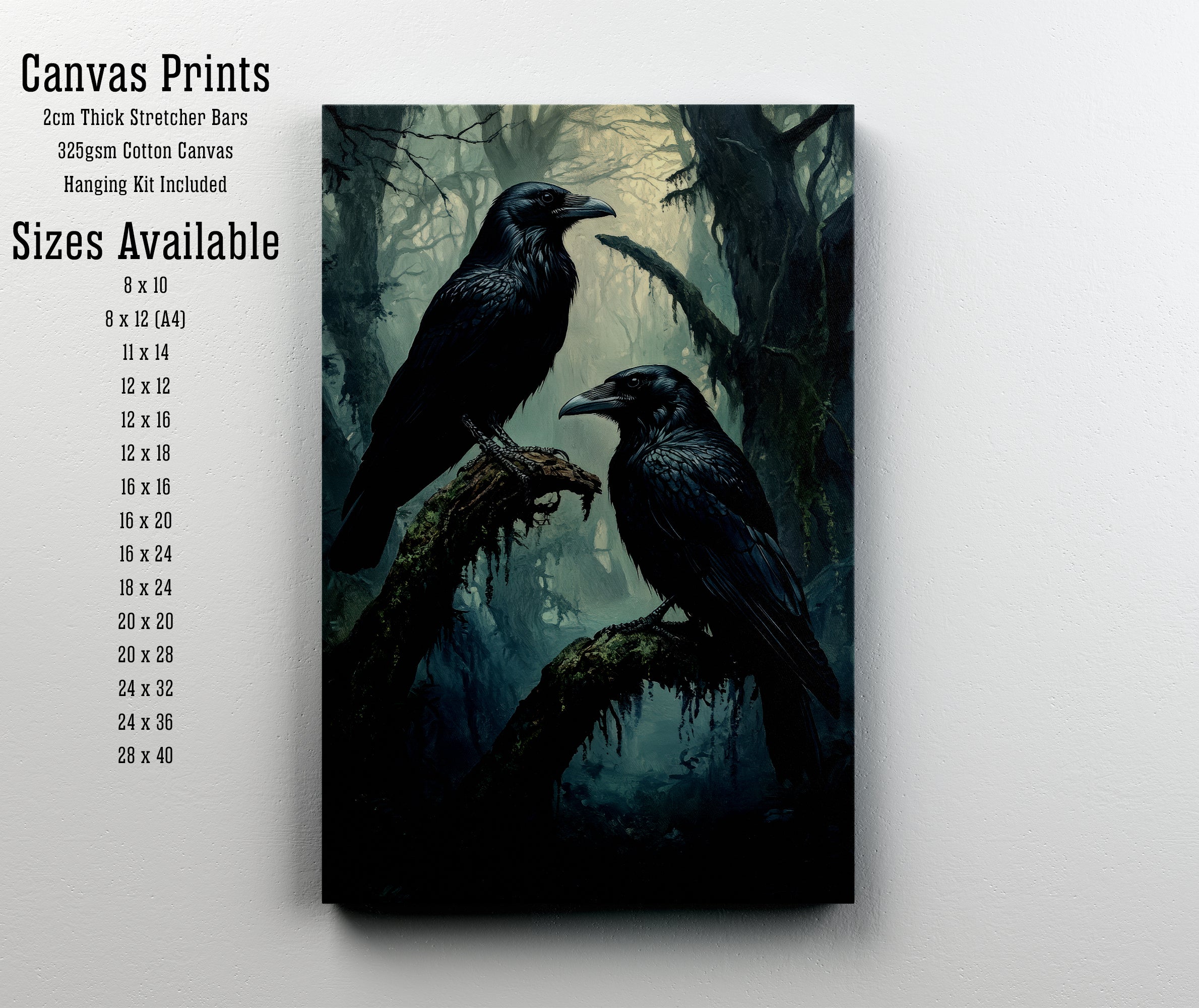 Raven Pair Forest Art Print