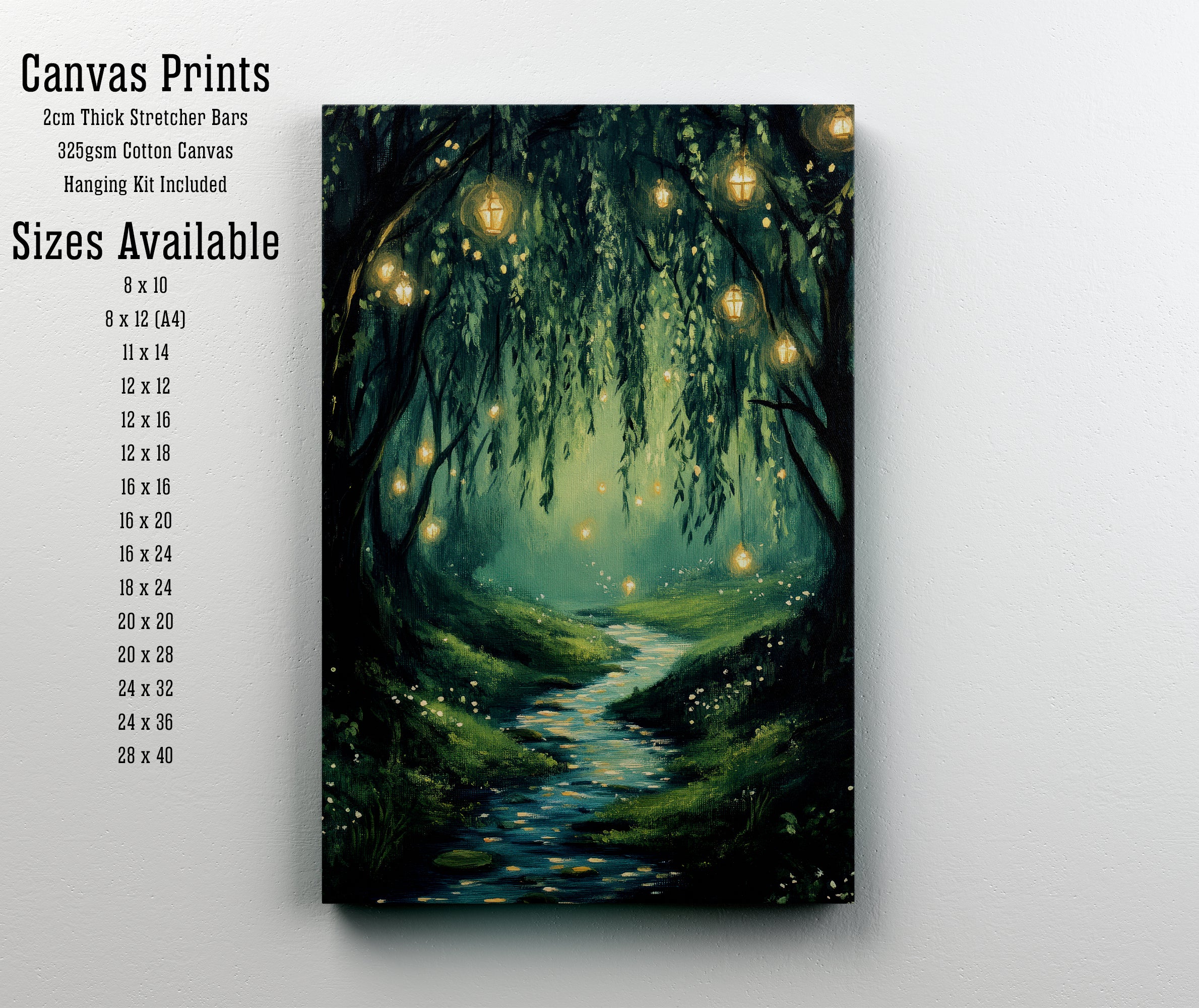 Enchanted Forest Lanterns Art Print