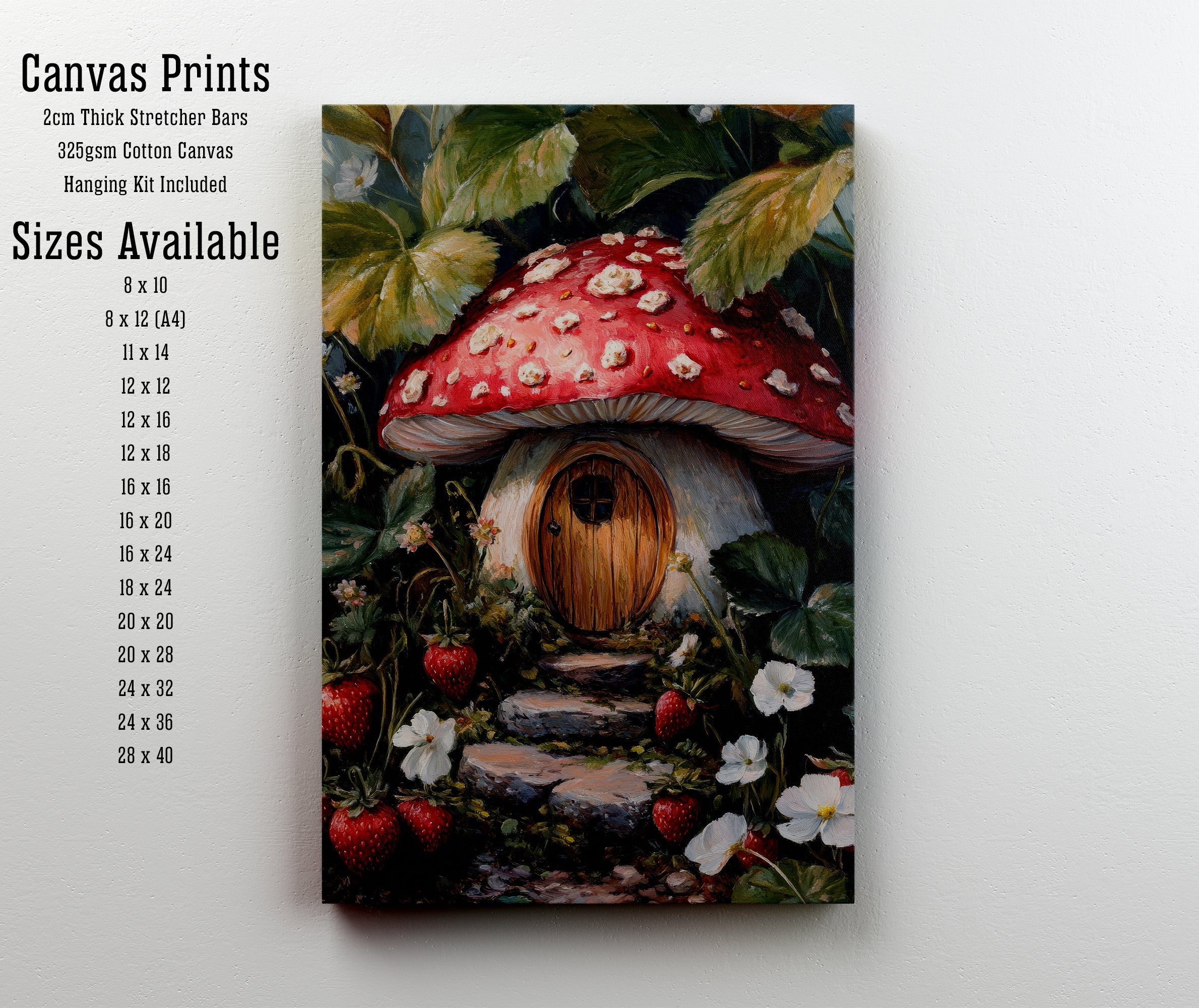 Strawberry Mushroom Cottage Art Print