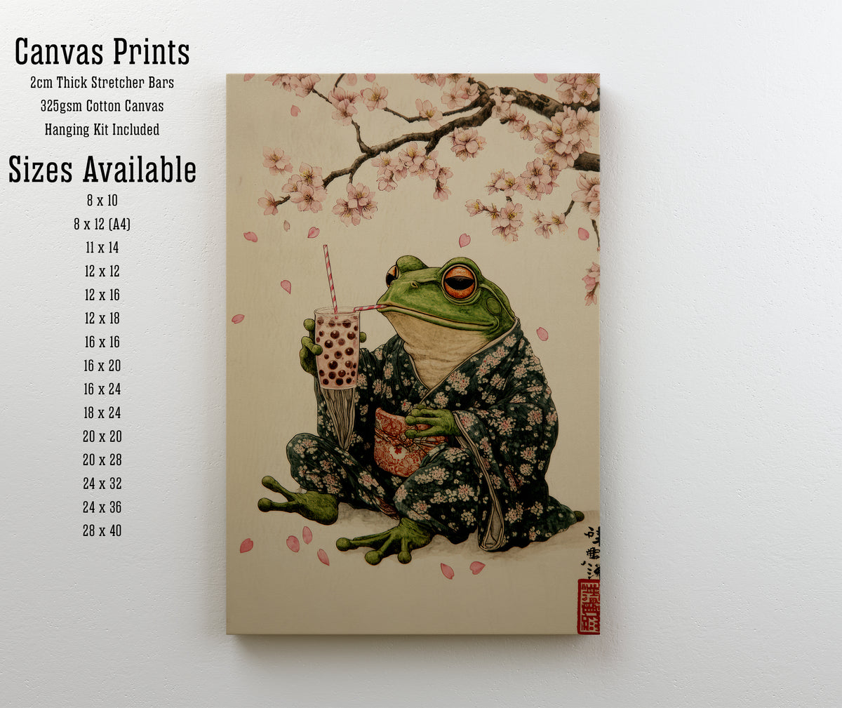 Japanese Frog Bubble Tea Art Print