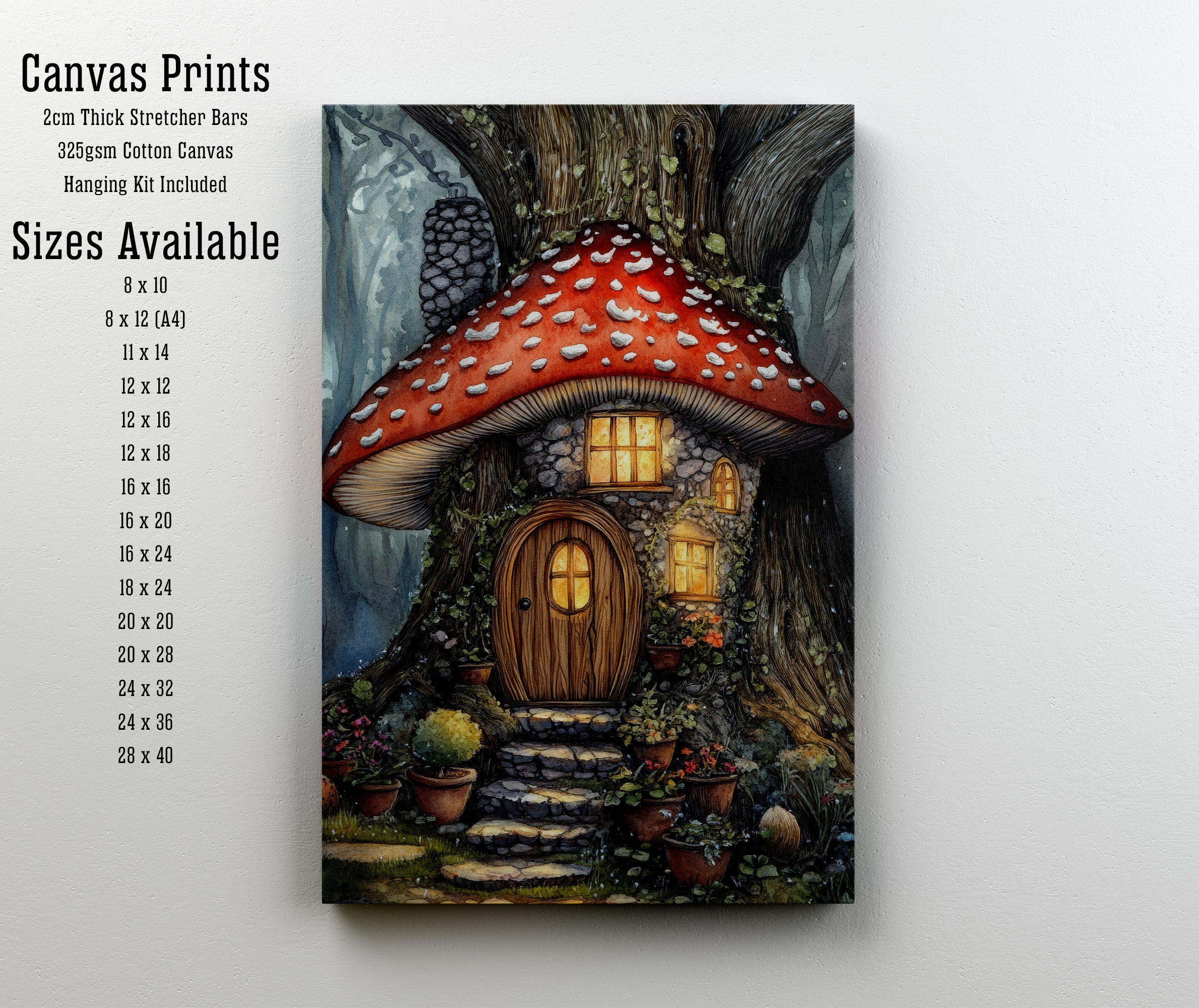 Whimsical Mushroom Cottage Art Print