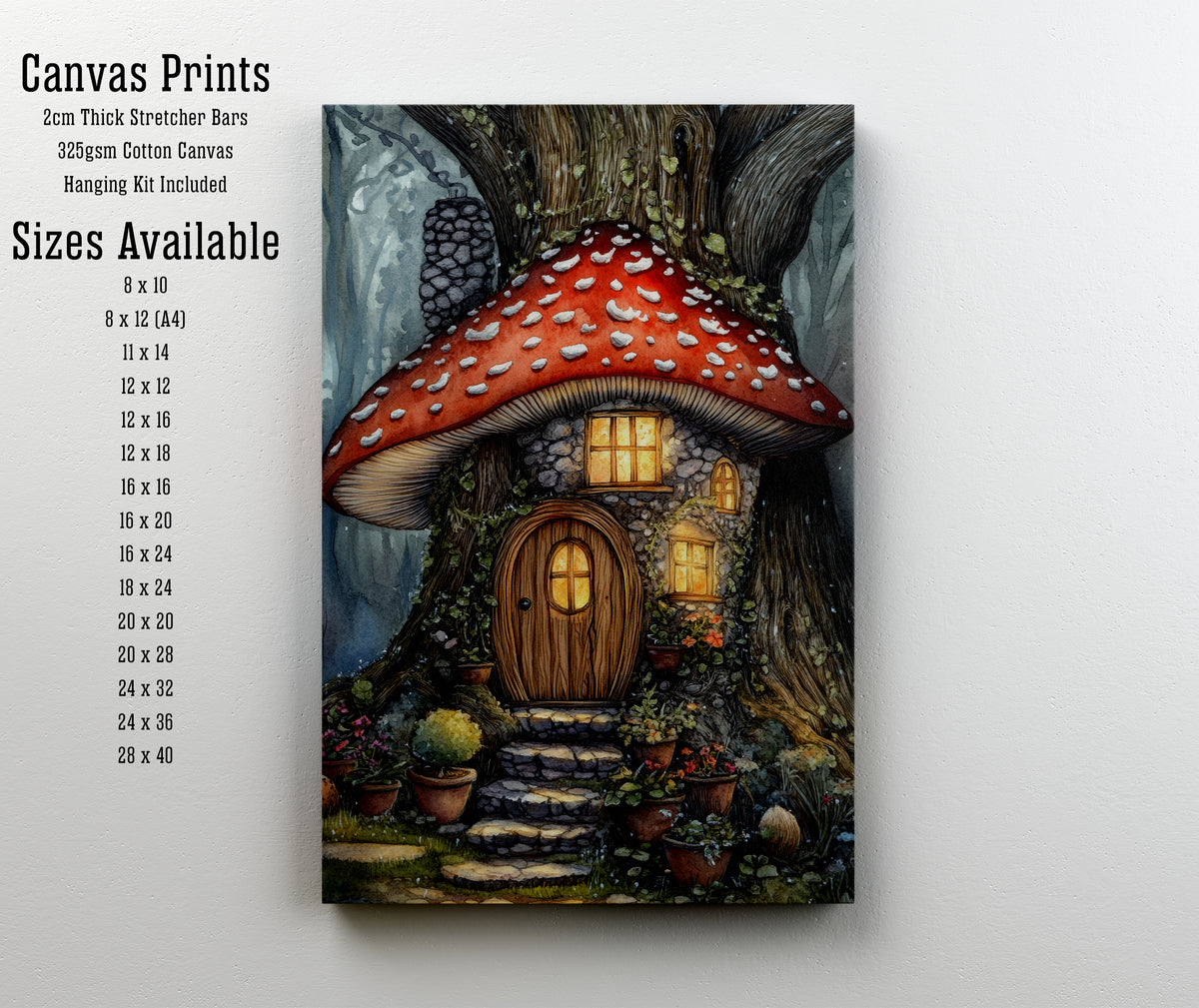 Whimsical Mushroom Cottage Art Print