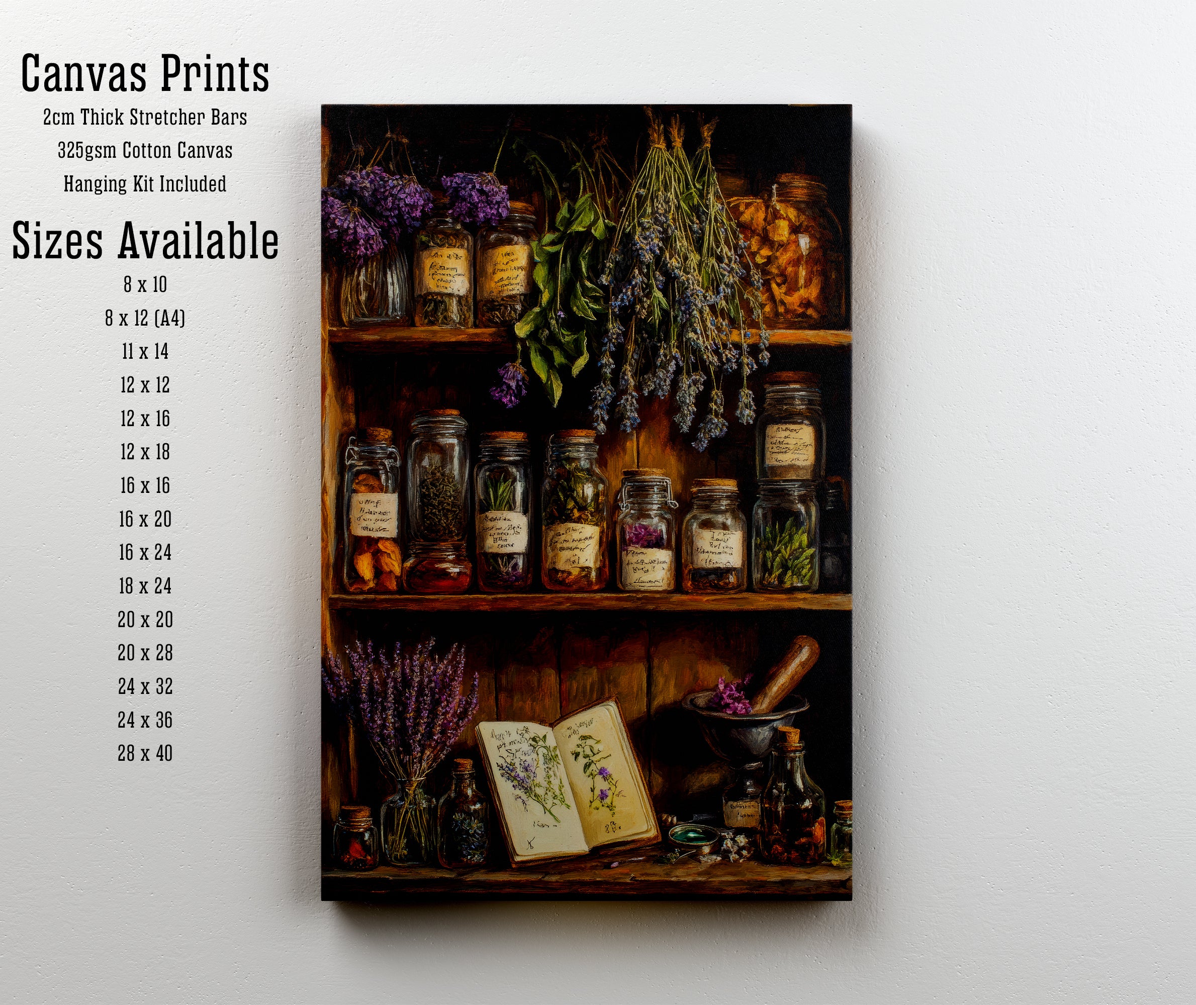 Vintage Apothecary Herb Shelf Art Print