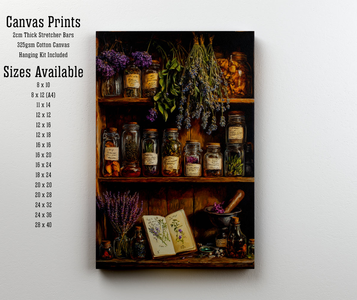 Vintage Apothecary Herb Shelf Art Print
