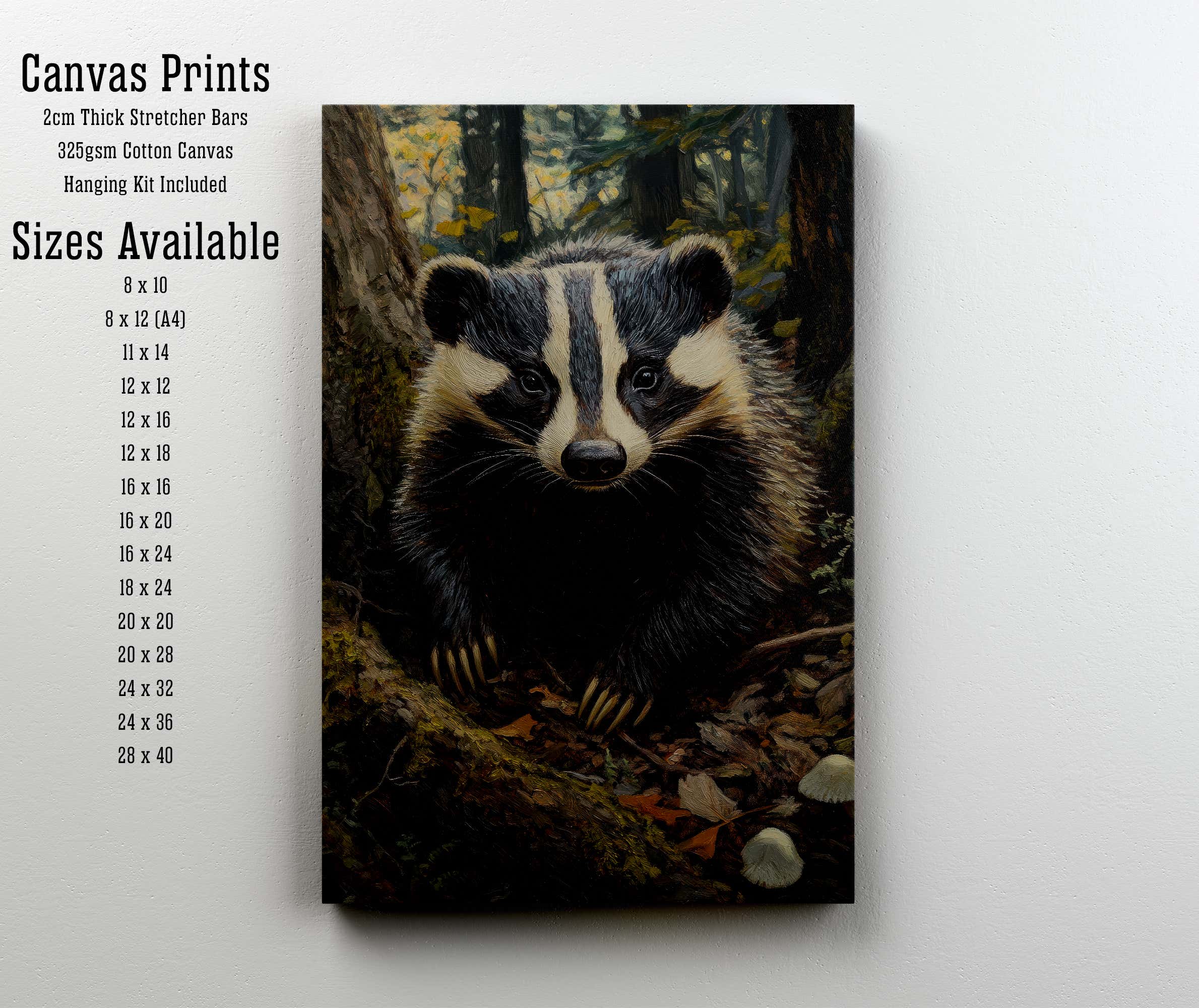 Woodland Badger Art Print