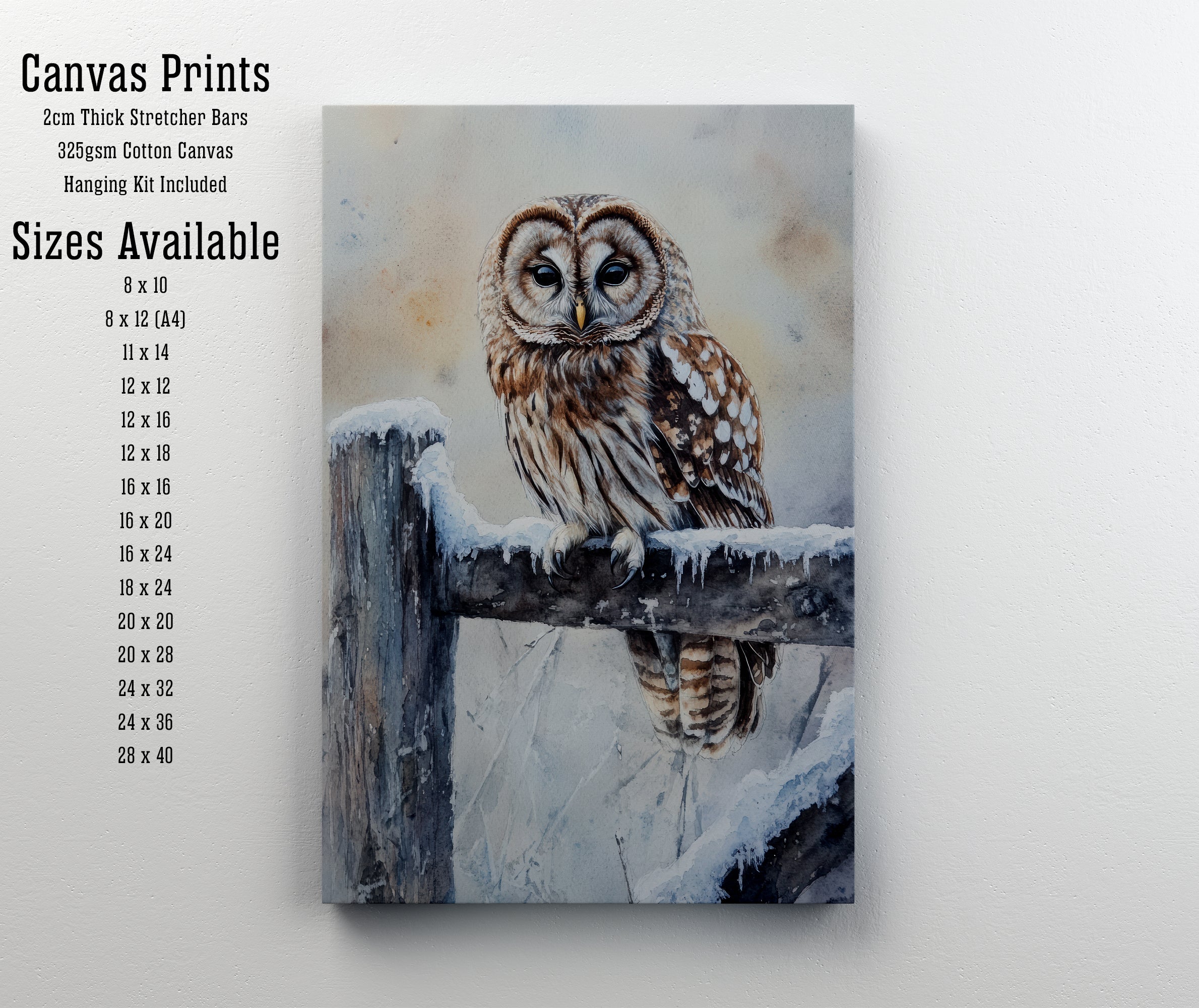 Winter Owl Watercolour Art Print