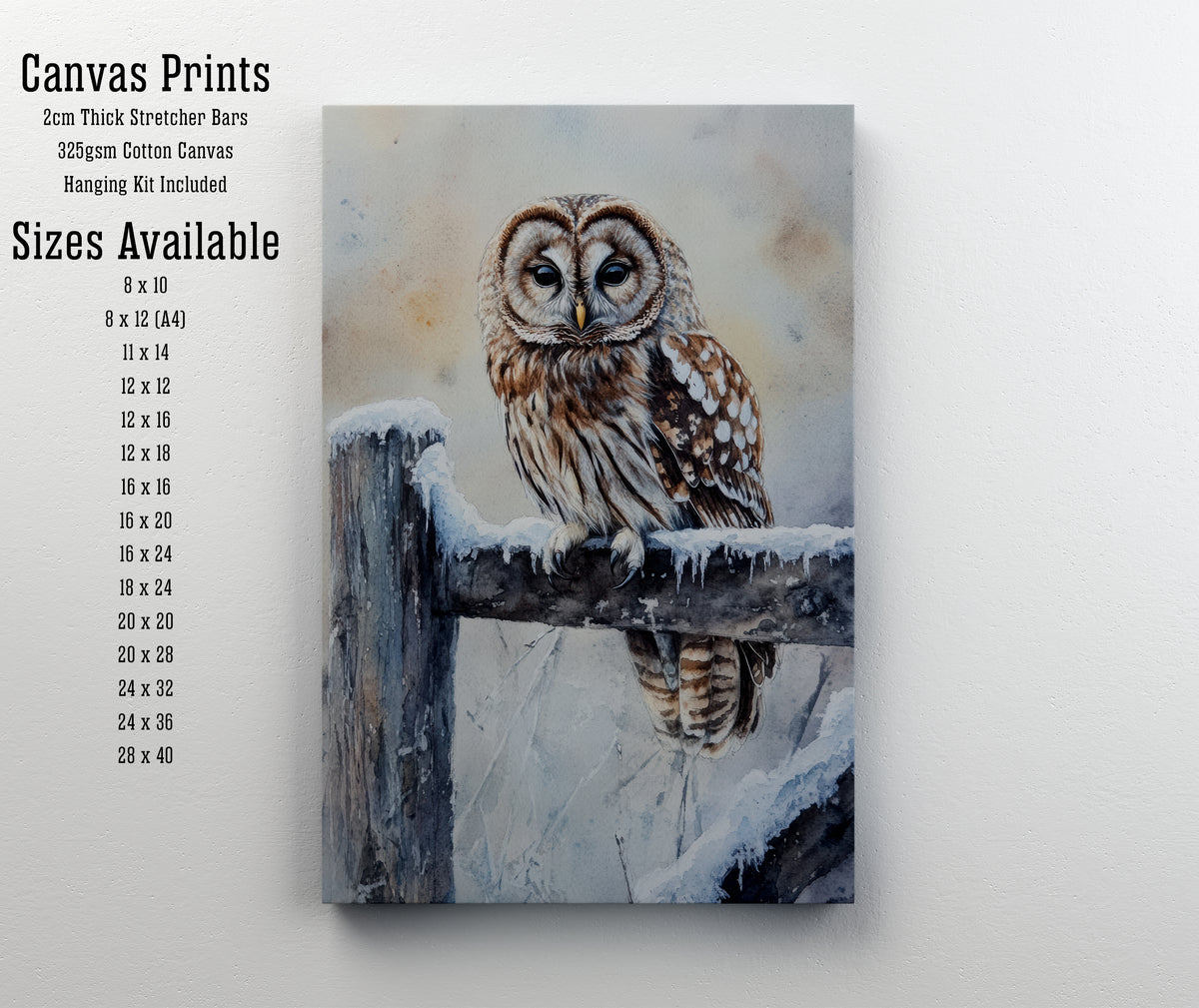 Winter Owl Watercolour Art Print