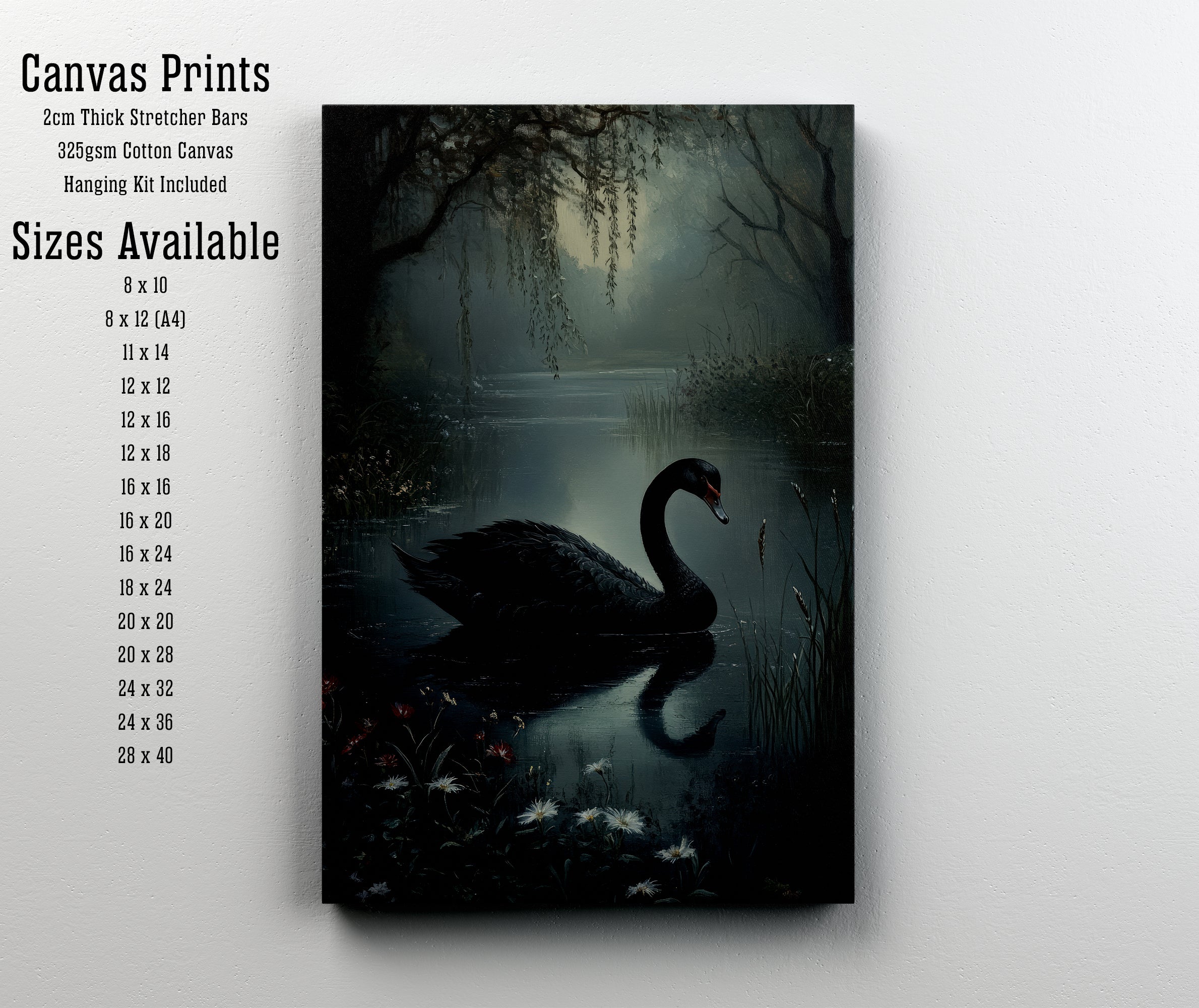 Black Swan Woodland Art Print