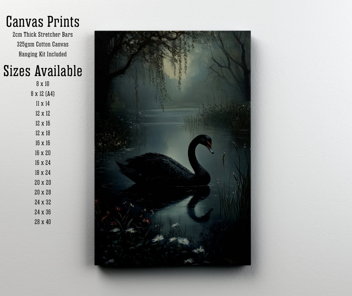 Black Swan Woodland Art Print