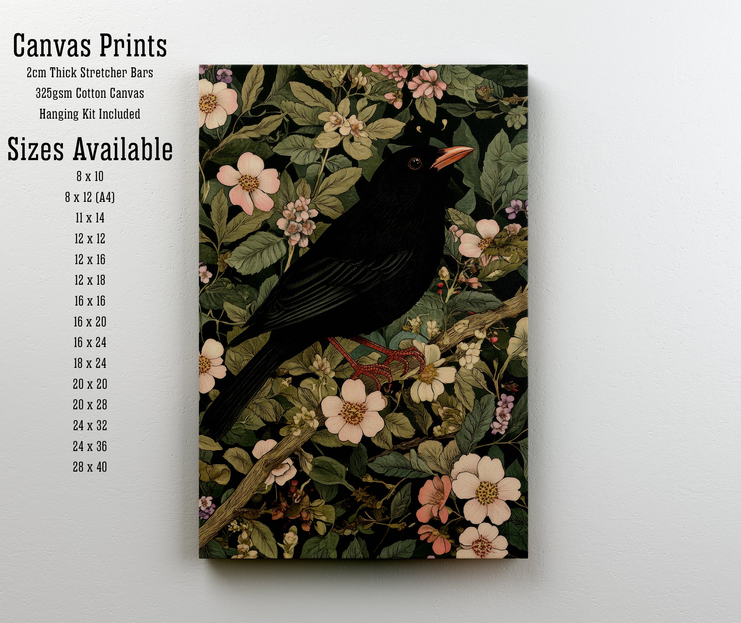 Black Crow Floral Art Print