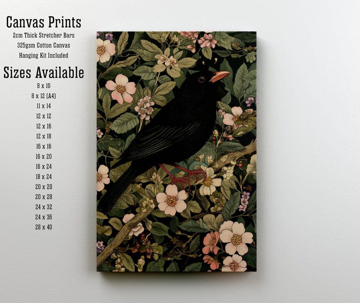 Black Crow Floral Art Print