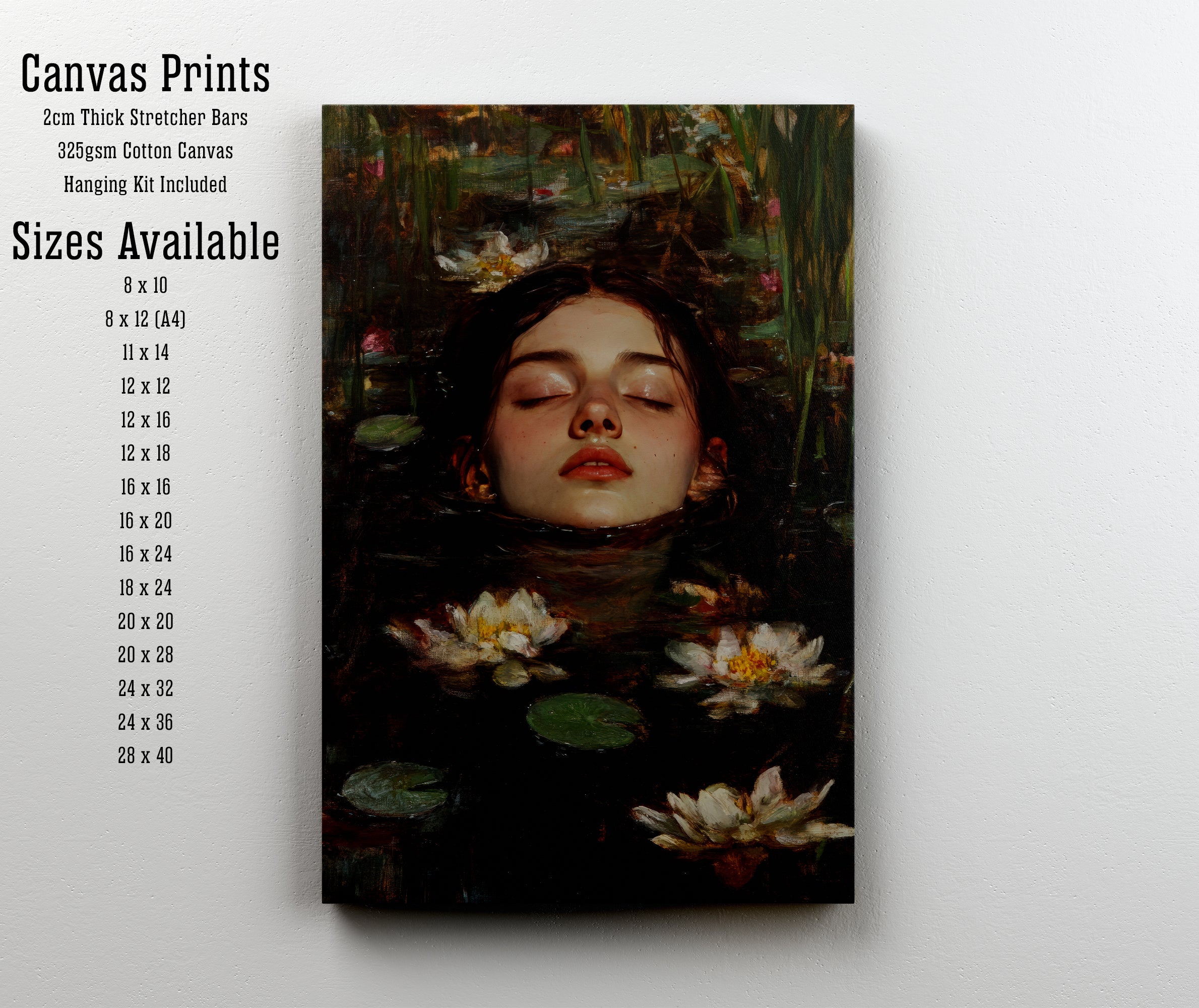 Woman in Water Lilies Art Print