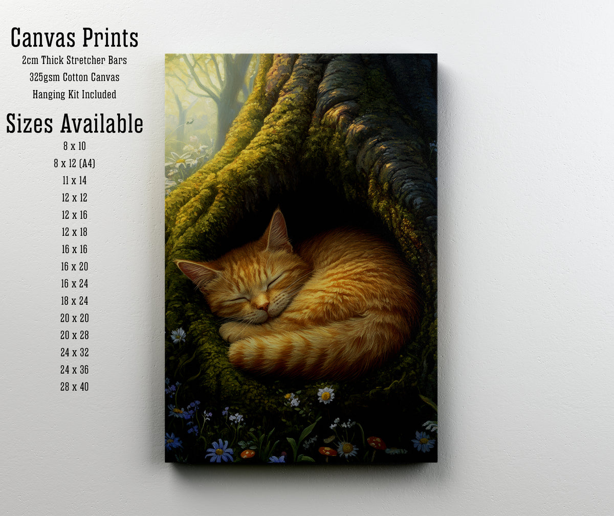 Sleeping Cat Woodland Art Print