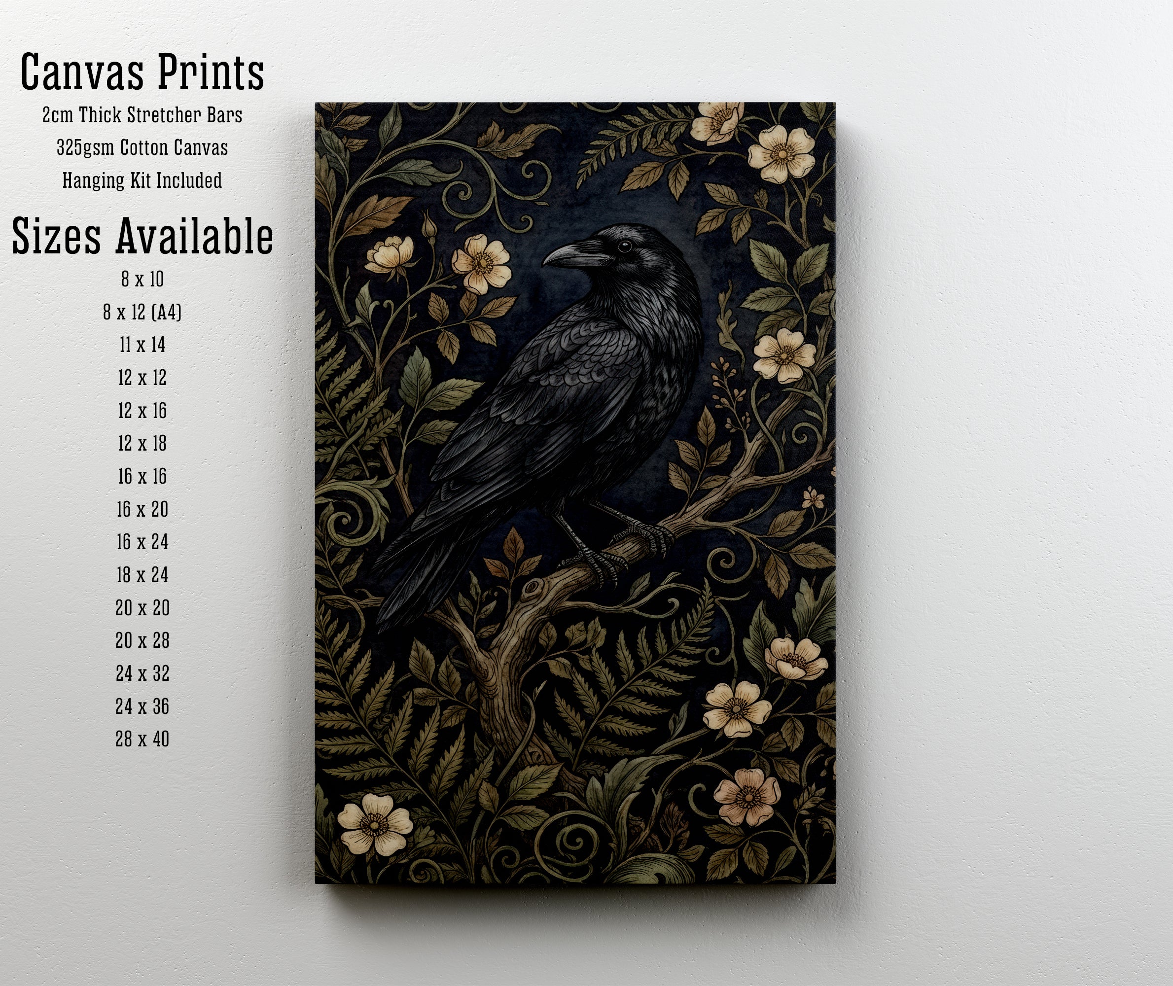 Vintage Raven Botanical Art Print