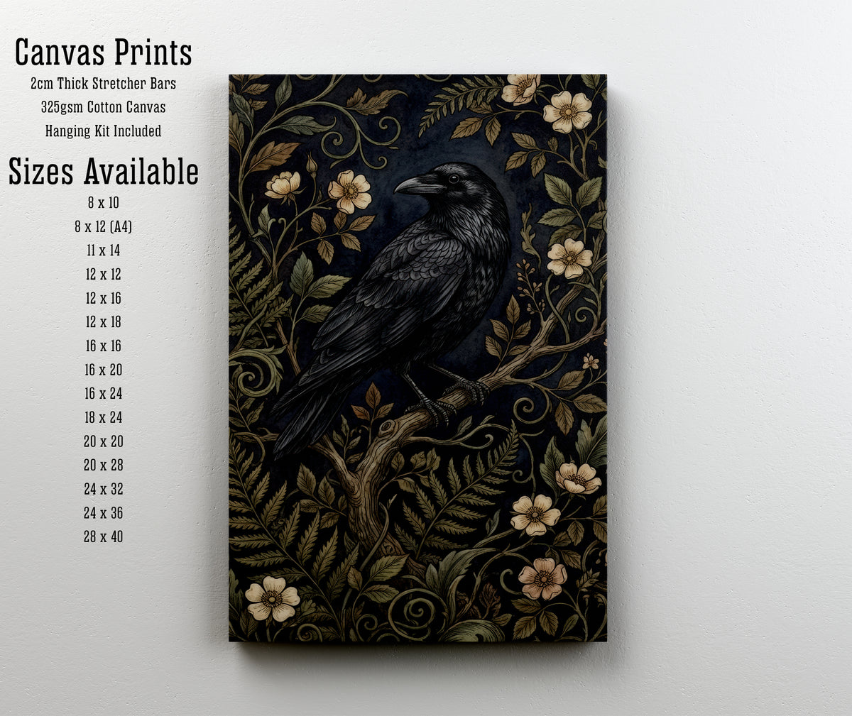 Vintage Raven Botanical Art Print