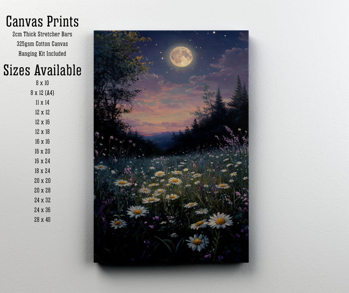 Moonlit Wildflower Meadow Art Print