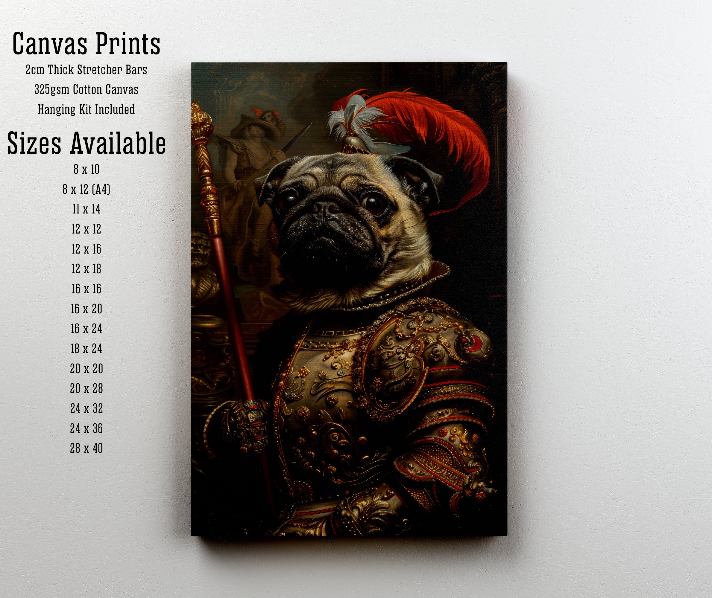 Armoured Pug Warrior Art Print