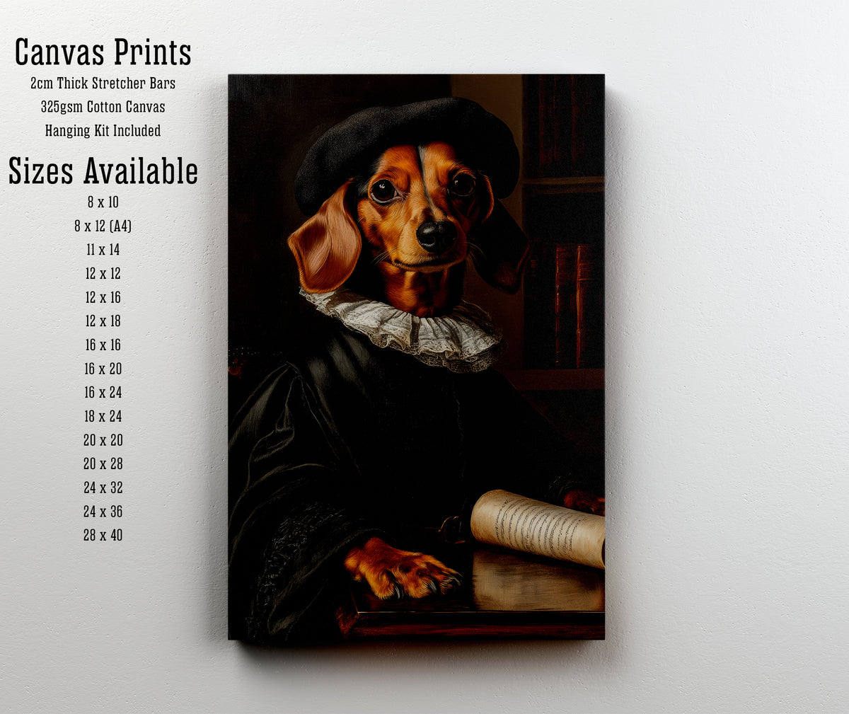 Dark Academia Dog Portrait Art Print